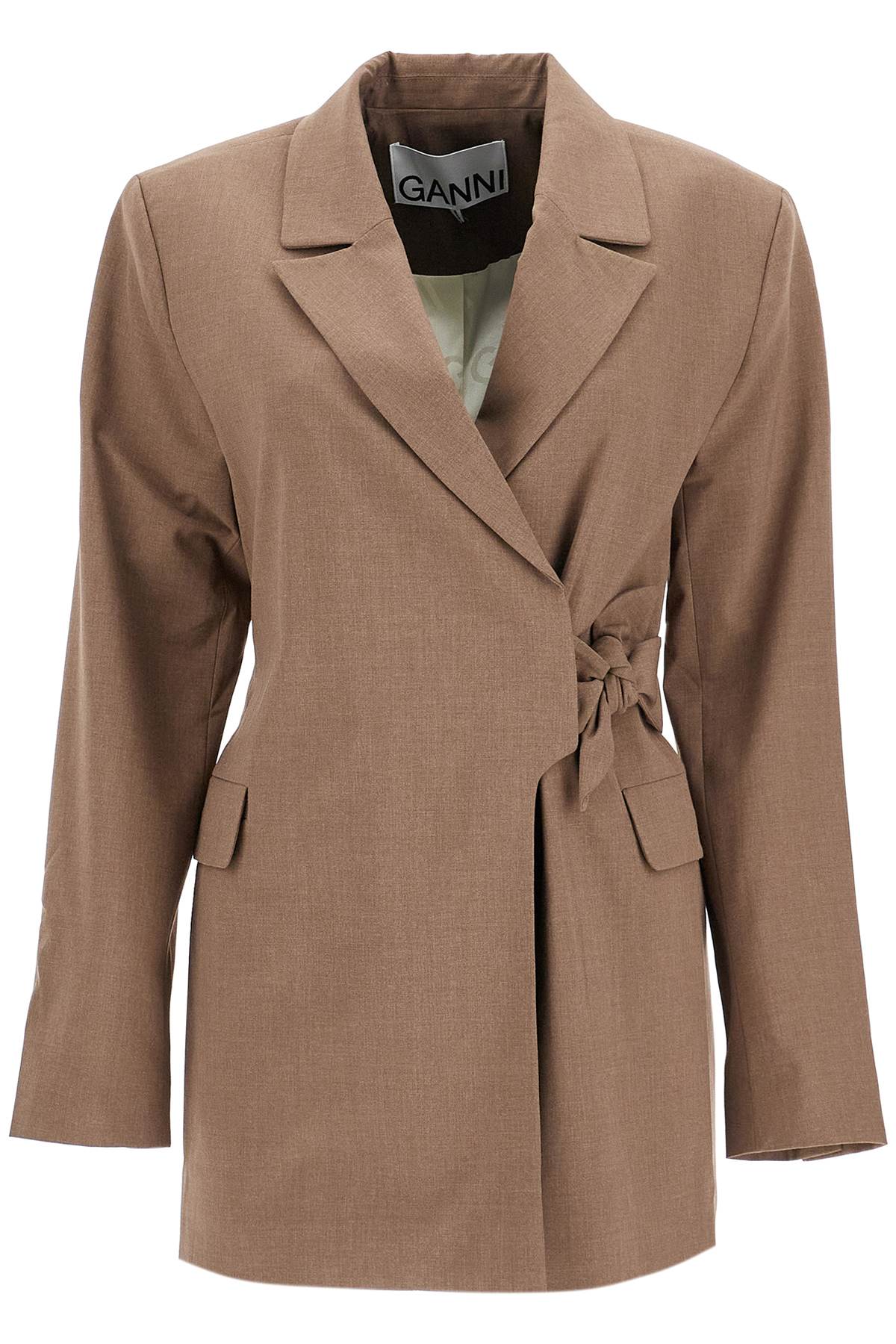 Ganni-Blazer Doppiopetto Con Nodo-Donna