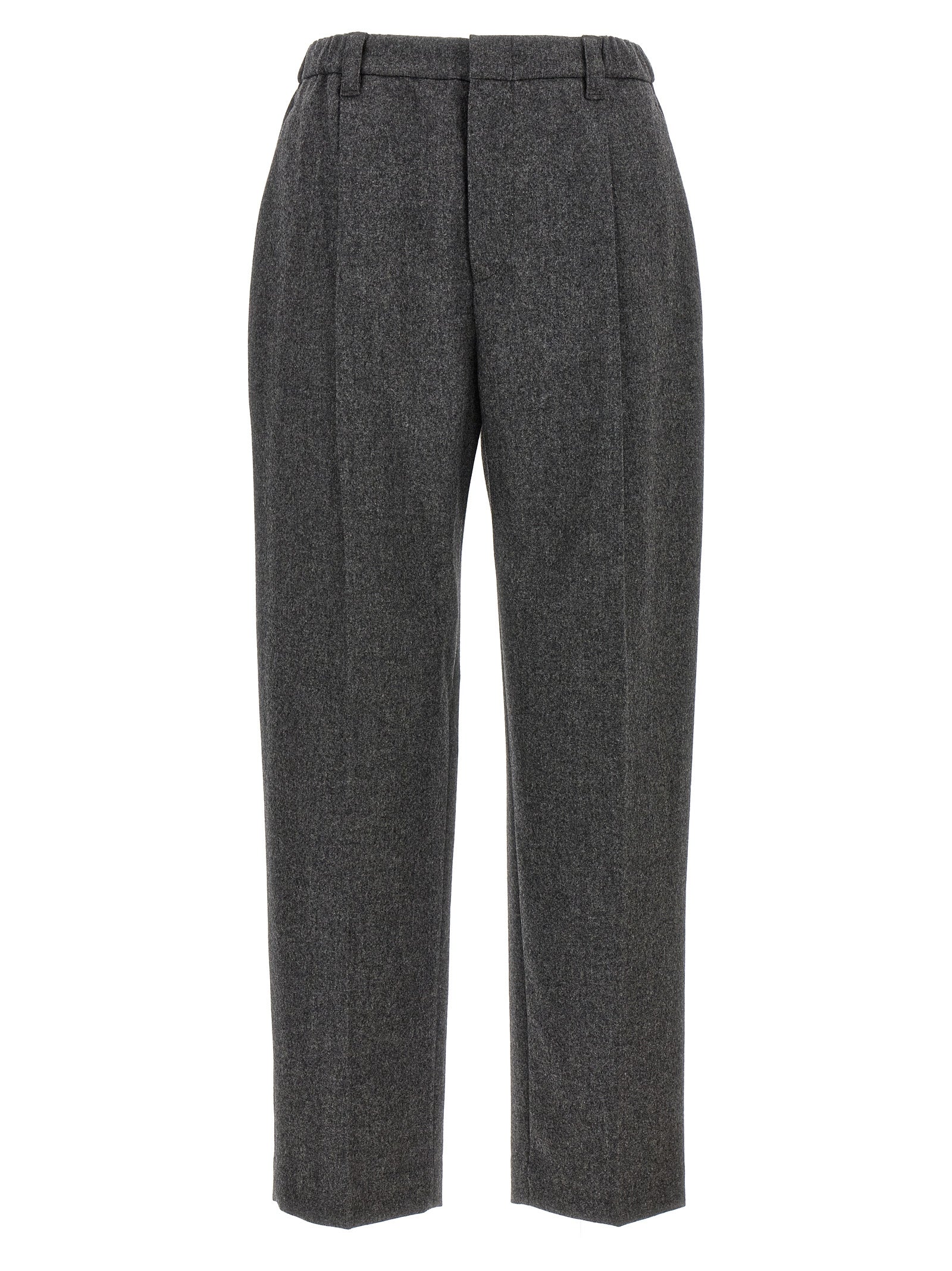 Brunello Cucinelli-Wool Pantaloni Grigio-Donna