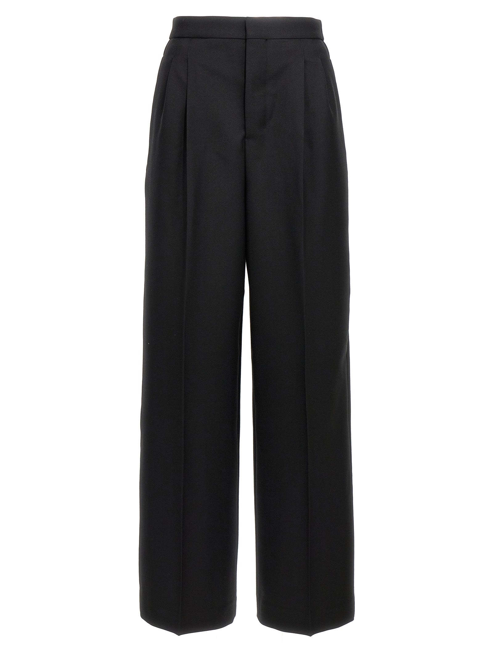 Ami Paris-With Front Pleats Pantaloni Nero-Donna