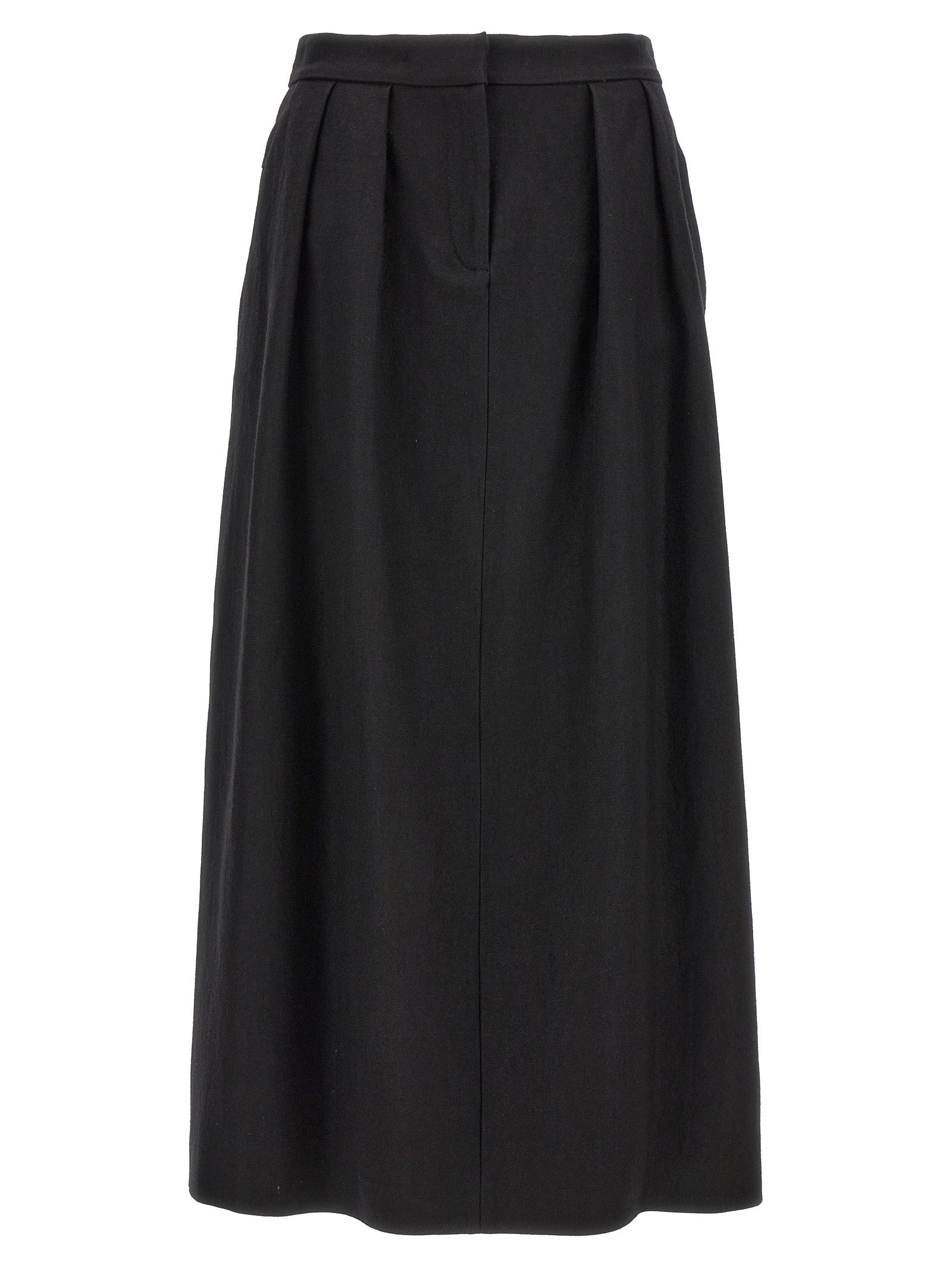 Fabiana Filippi-Wool Midi Skirt Gonne Nero-Donna