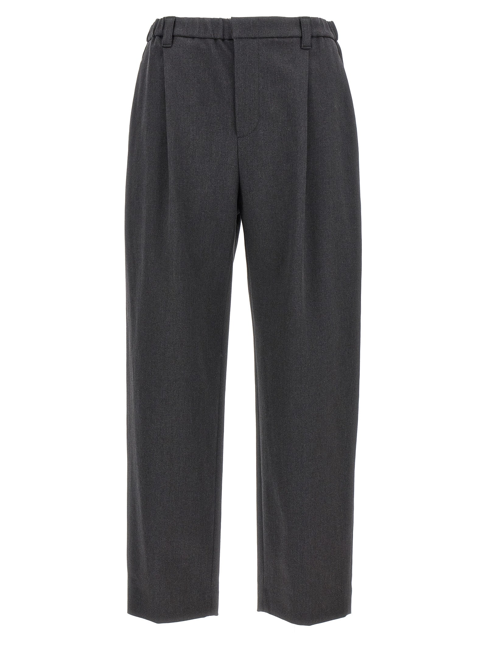 Brunello Cucinelli-Cotton Trousers Pantaloni Grigio-Donna