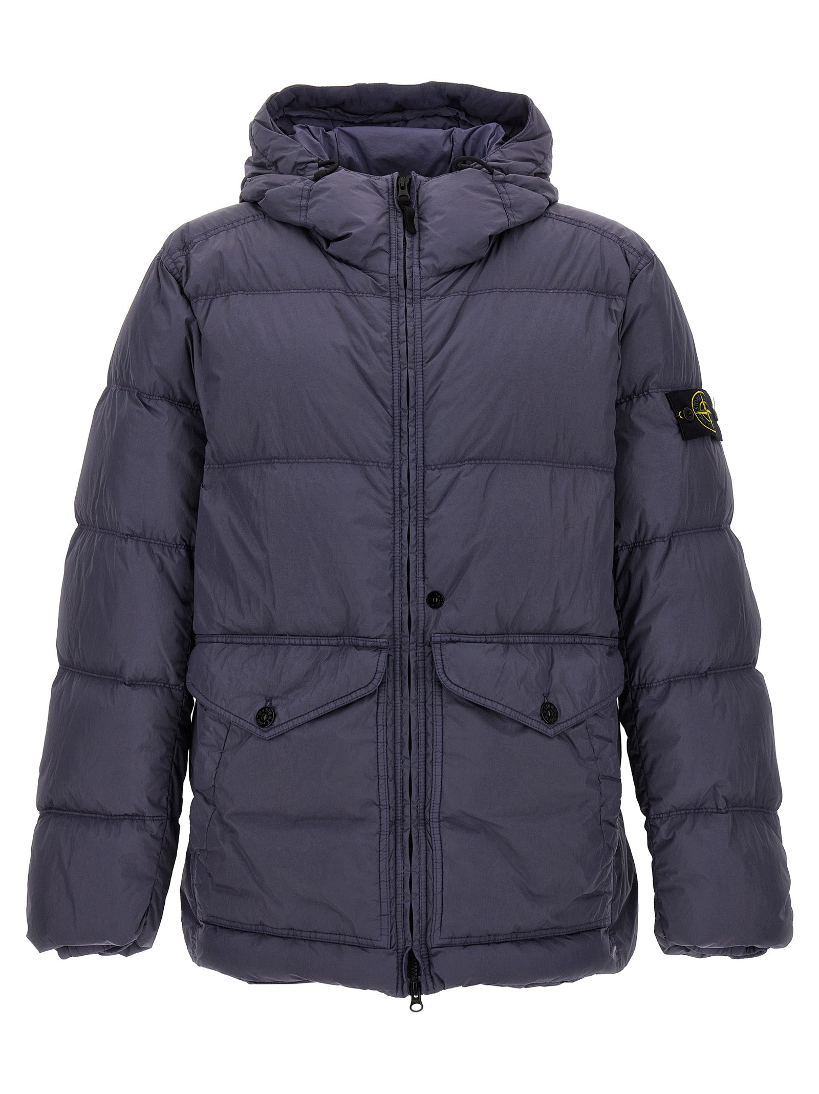 Stone Island-Garment Dyed Crinkle Reps R-Ny Down Giacche Grigio-Uomo