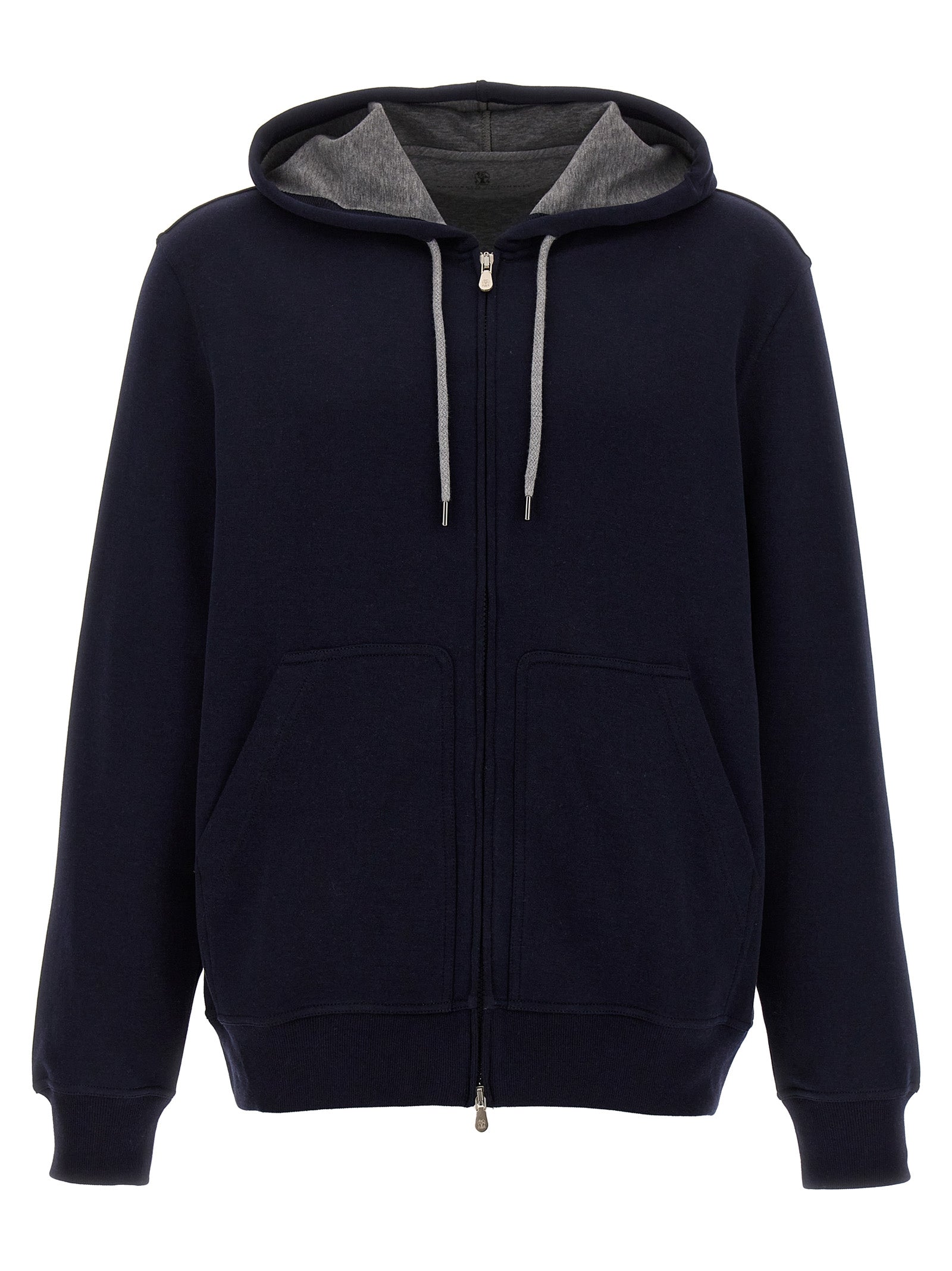 Brunello Cucinelli-Hoodie Felpe Blu-Uomo