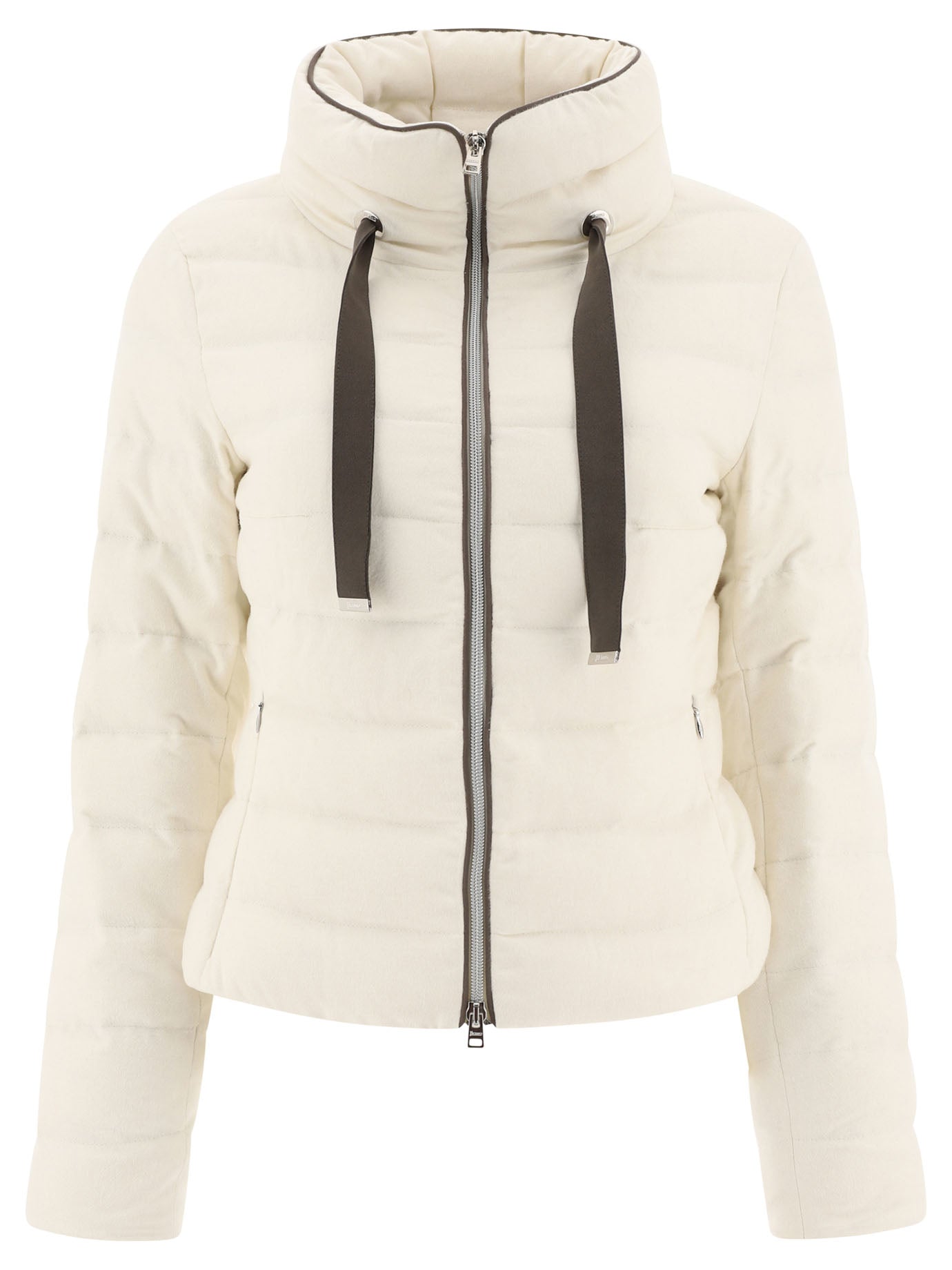 Herno-Cashmere And Silk Down Jacket Giacche Bianco-Donna