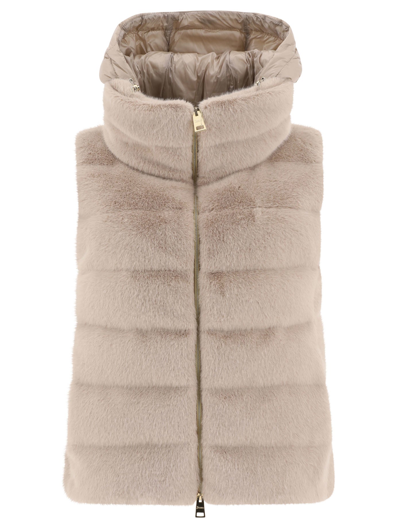 Herno-Faux Fur Sleeve Coat Giacche Beige-Donna