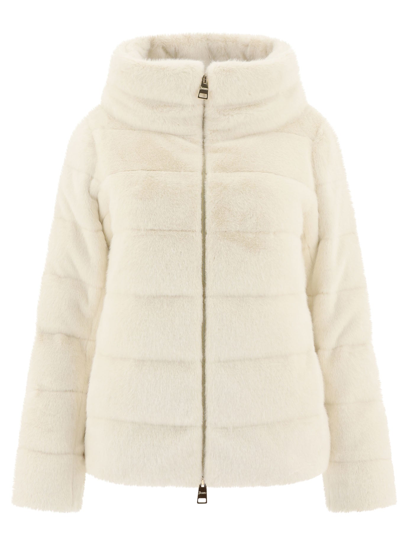 Herno-Faux Fur Down Jacket Giacche Bianco-Donna