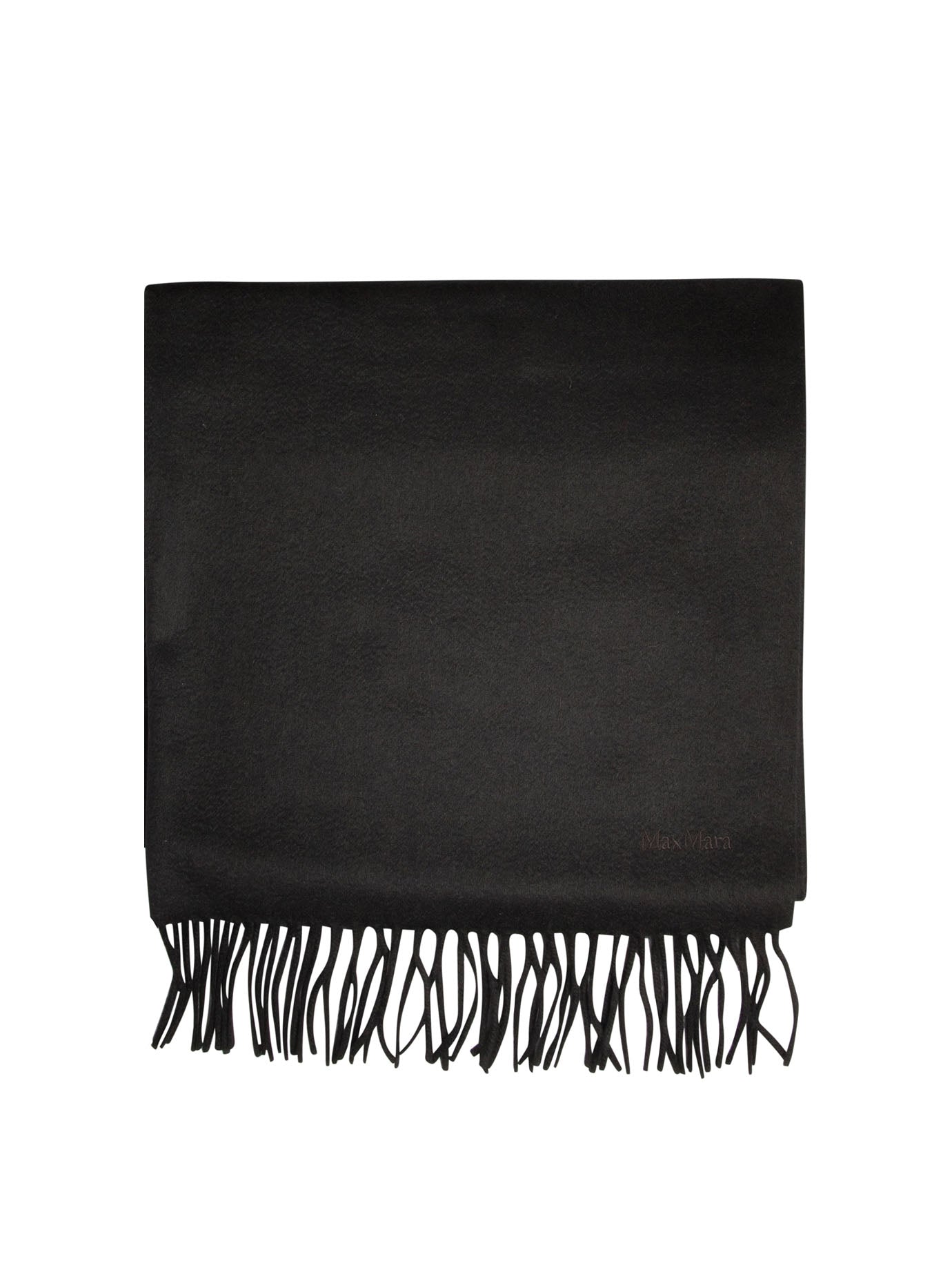 Max Mara-Cashmere Stole With Embroidery Scarves Nero-Donna