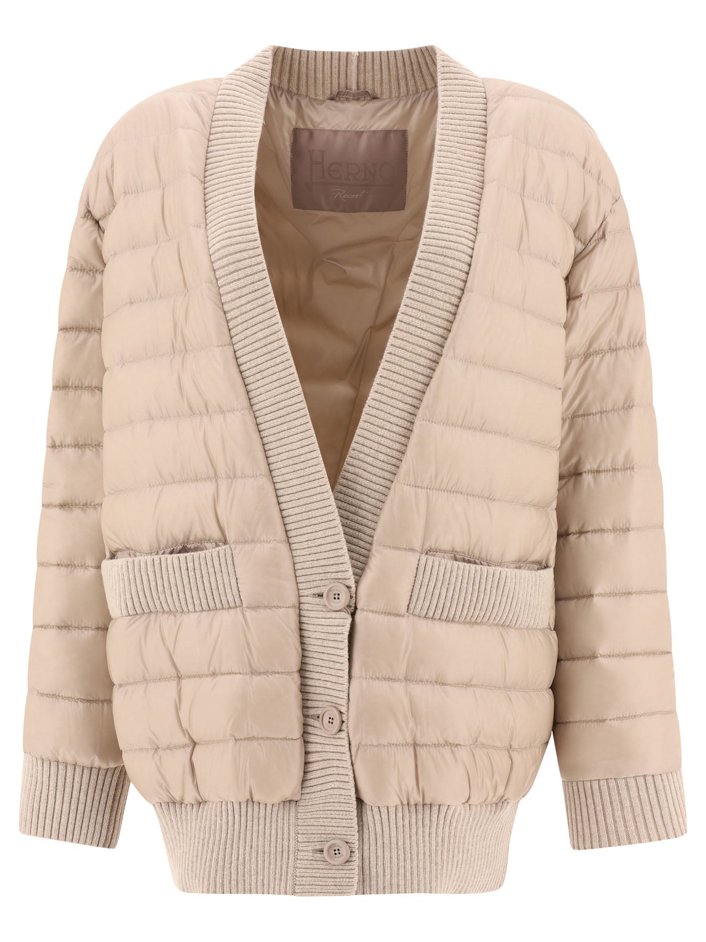 Herno-Cardigan-Style Down Jacket Giacche Beige-Donna