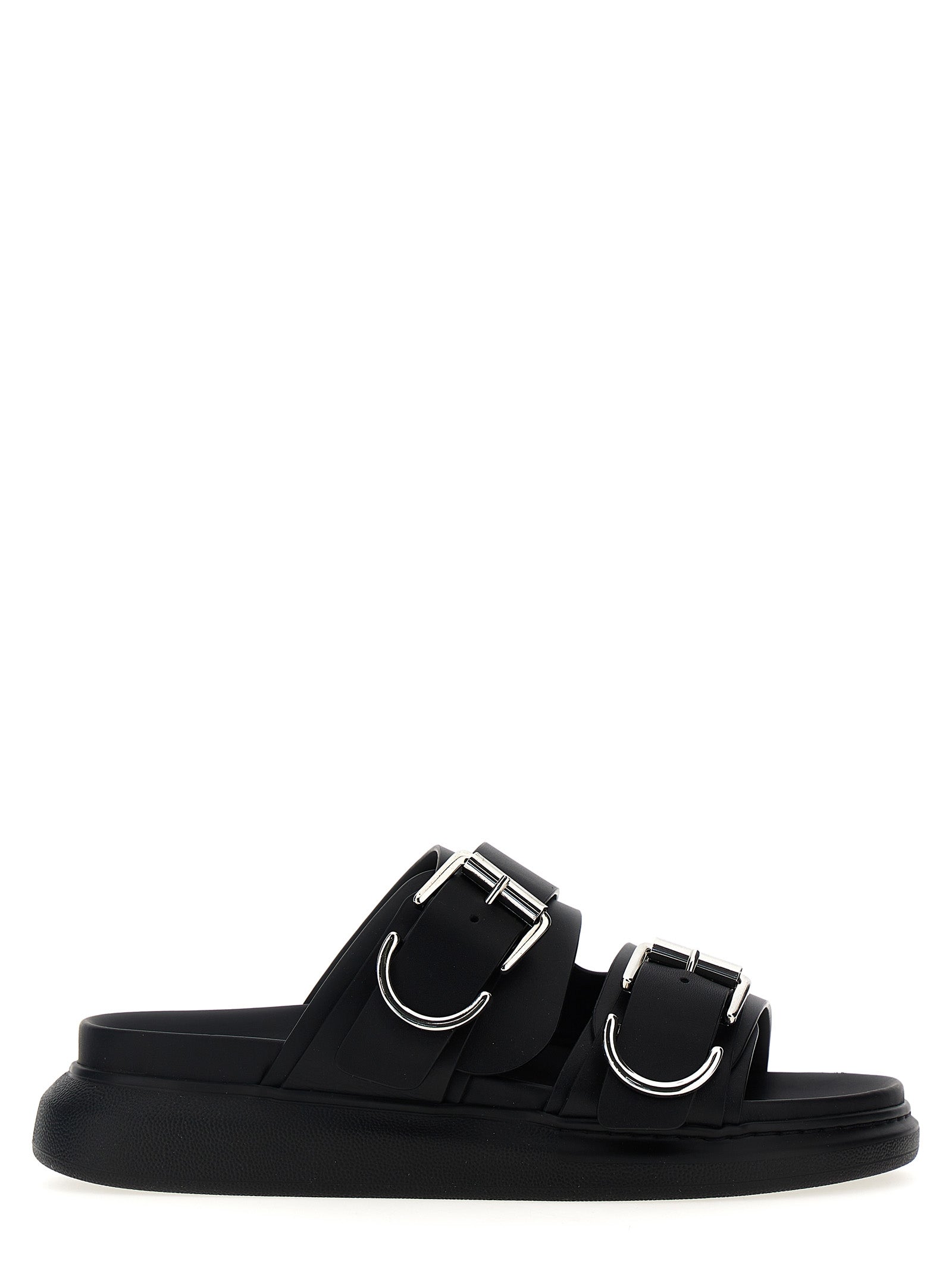 Alexander Mcqueen-Buckle Sandali Nero-Uomo