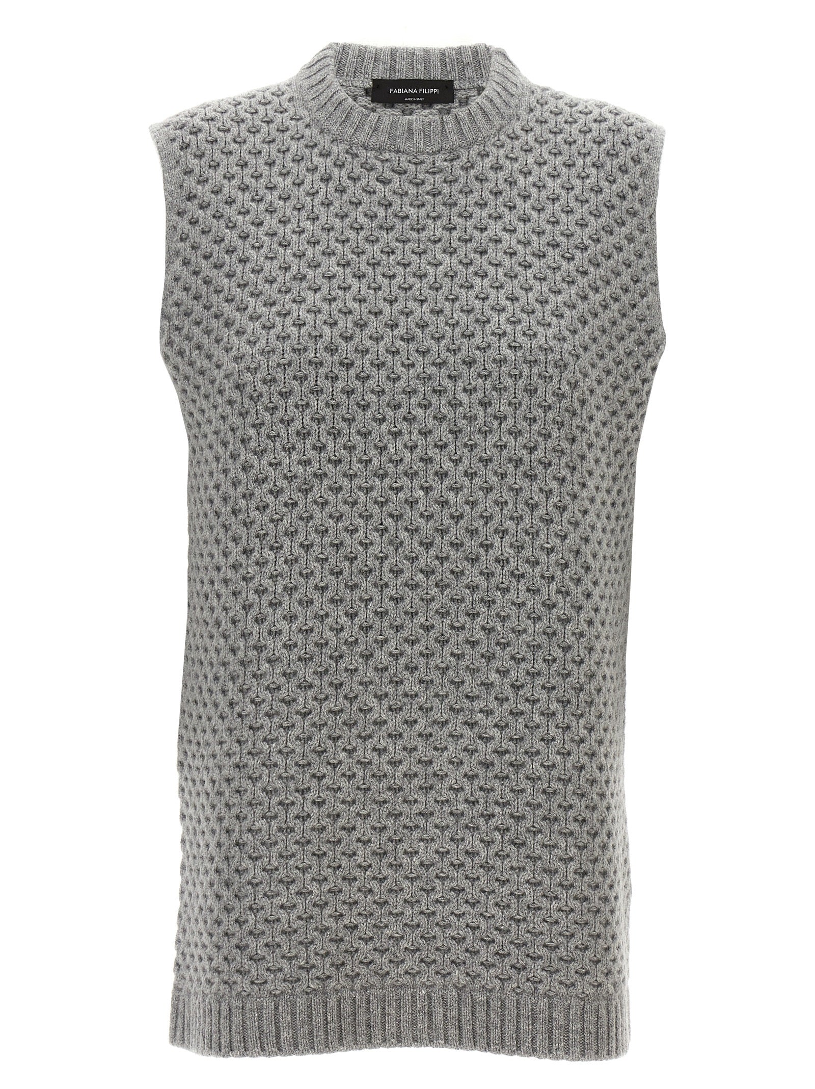 Fabiana Filippi-Cachemire Vest Gilet Grigio-Donna