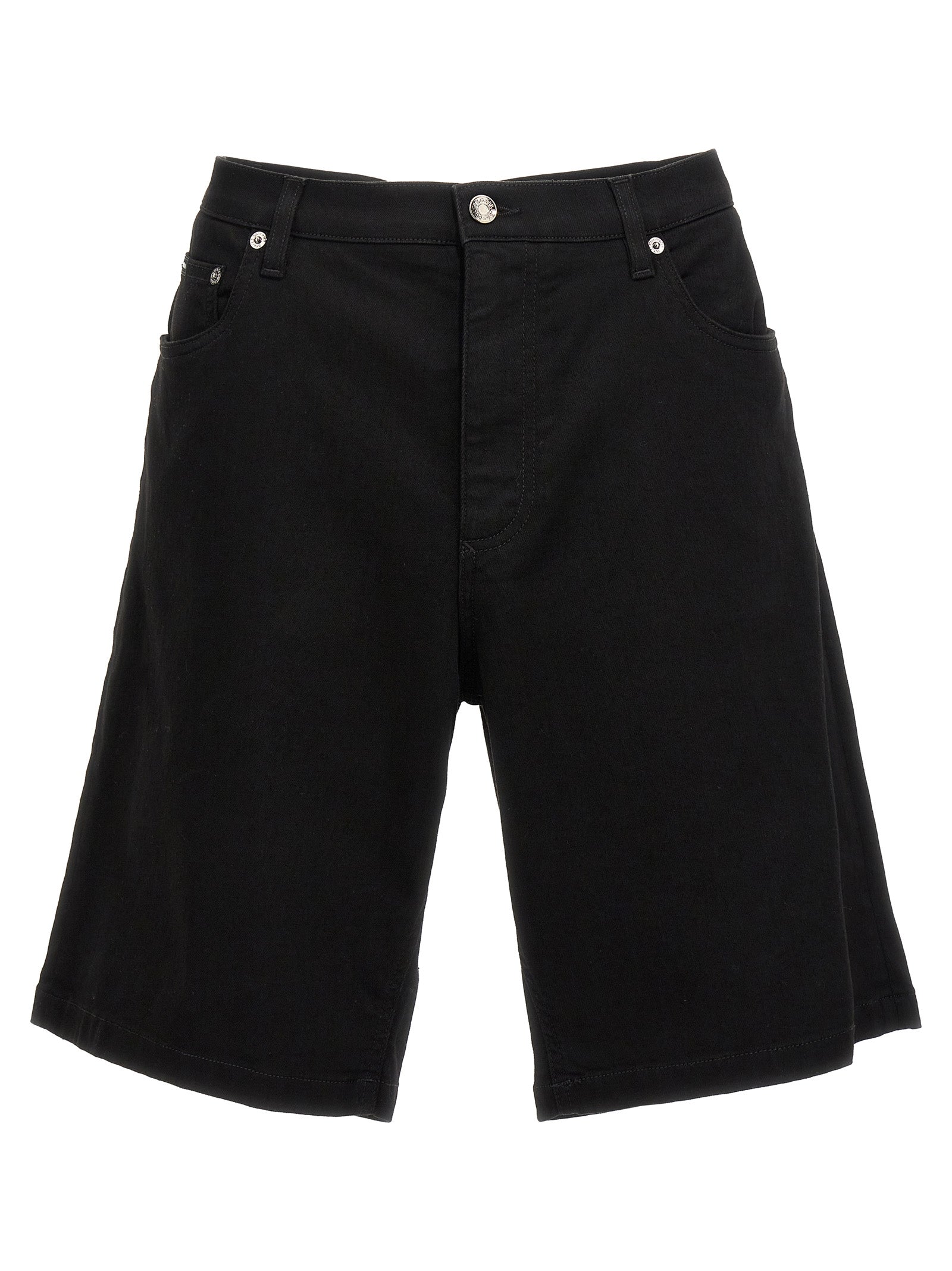 Dolce & Gabbana-Stretch Denim Bermuda Shorts Bermuda, Short Nero-Uomo