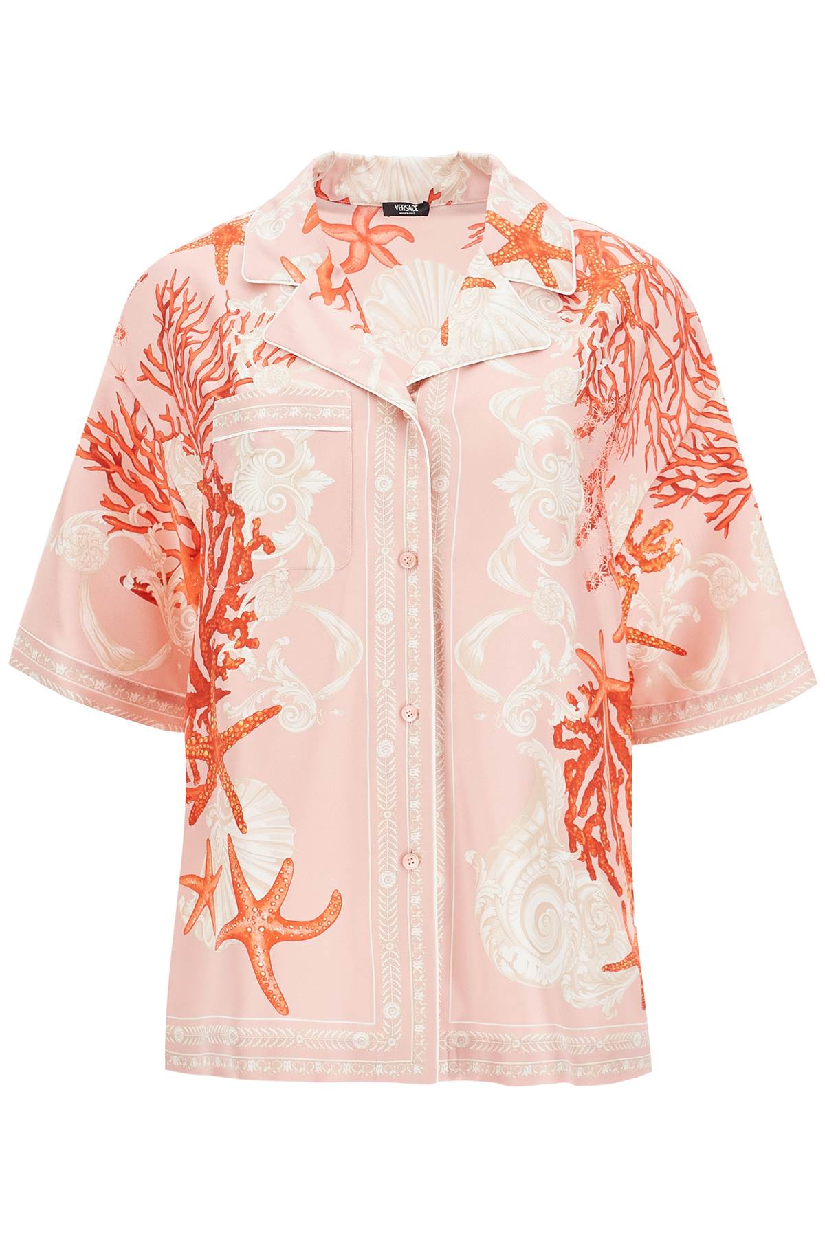 Versace-Camicia In Seta Barocco Sea-Donna