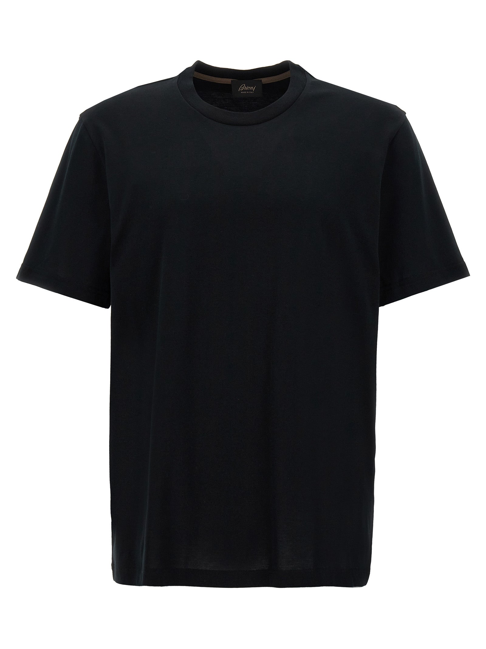 Brioni-Basic T Shirt Nero-Uomo