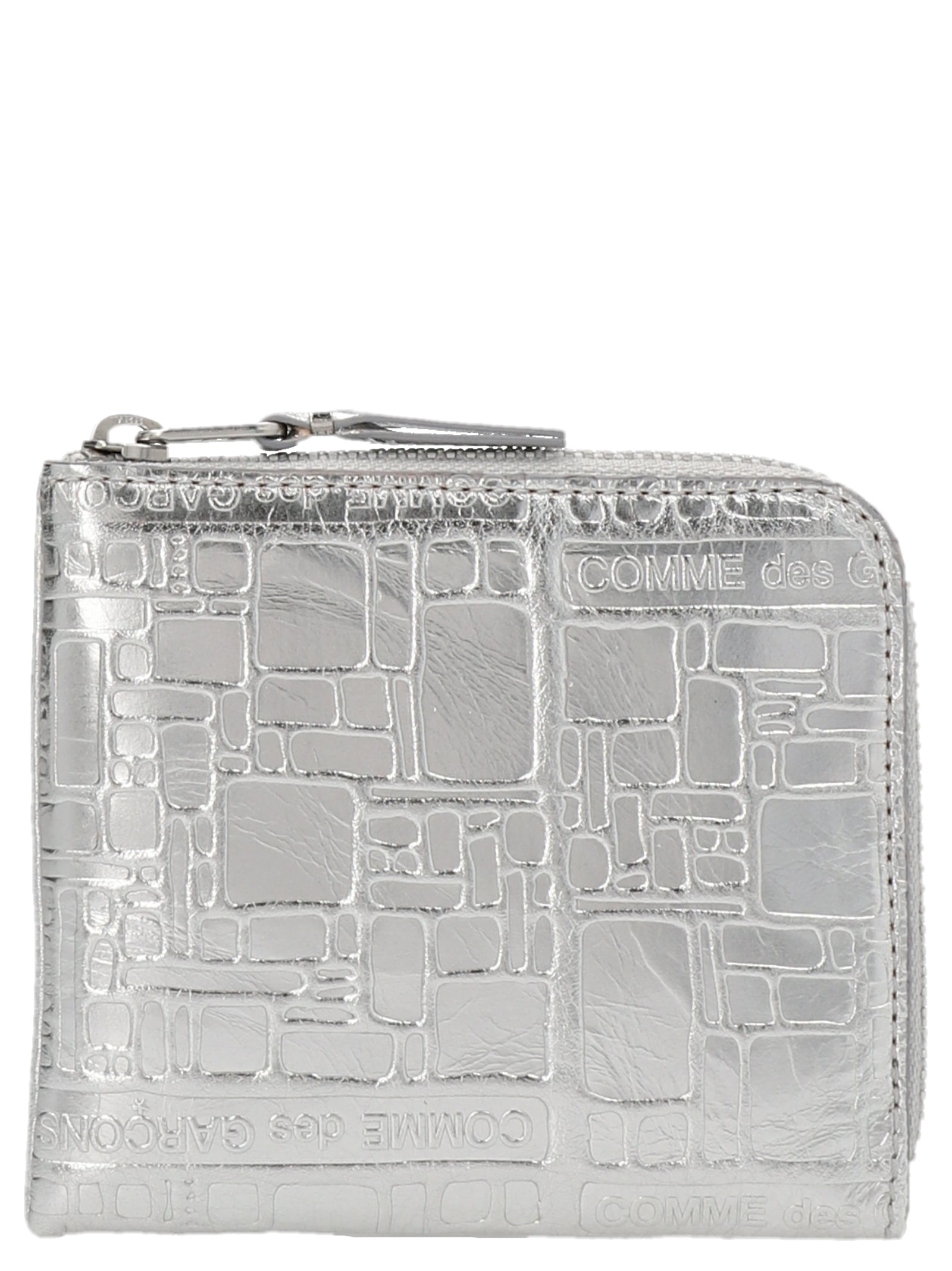 Comme Des GarçOns Wallet-Embossed Logotype Portafogli Silver-Uomo