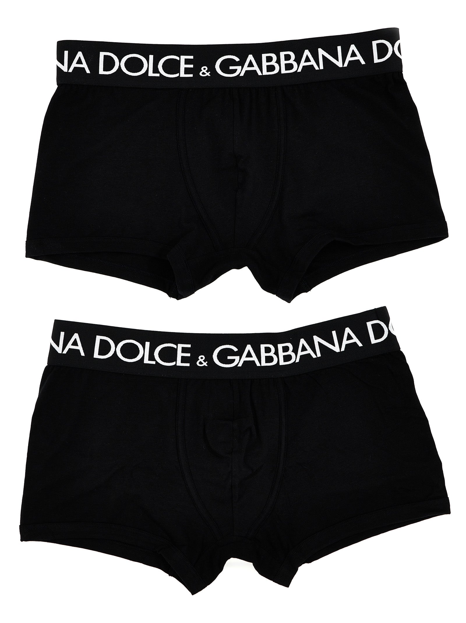 Dolce & Gabbana-2-Pack Logo Boxer Boxer Intimo Nero-Uomo