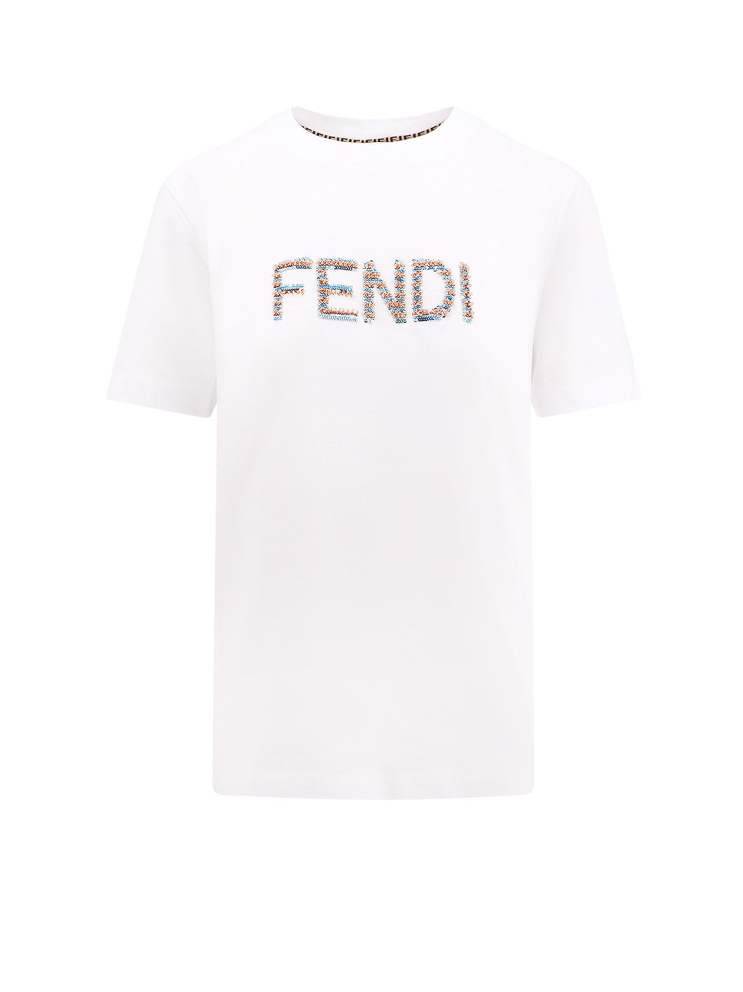 Fendi-T-shirt in cotone con logo frontale-Donna