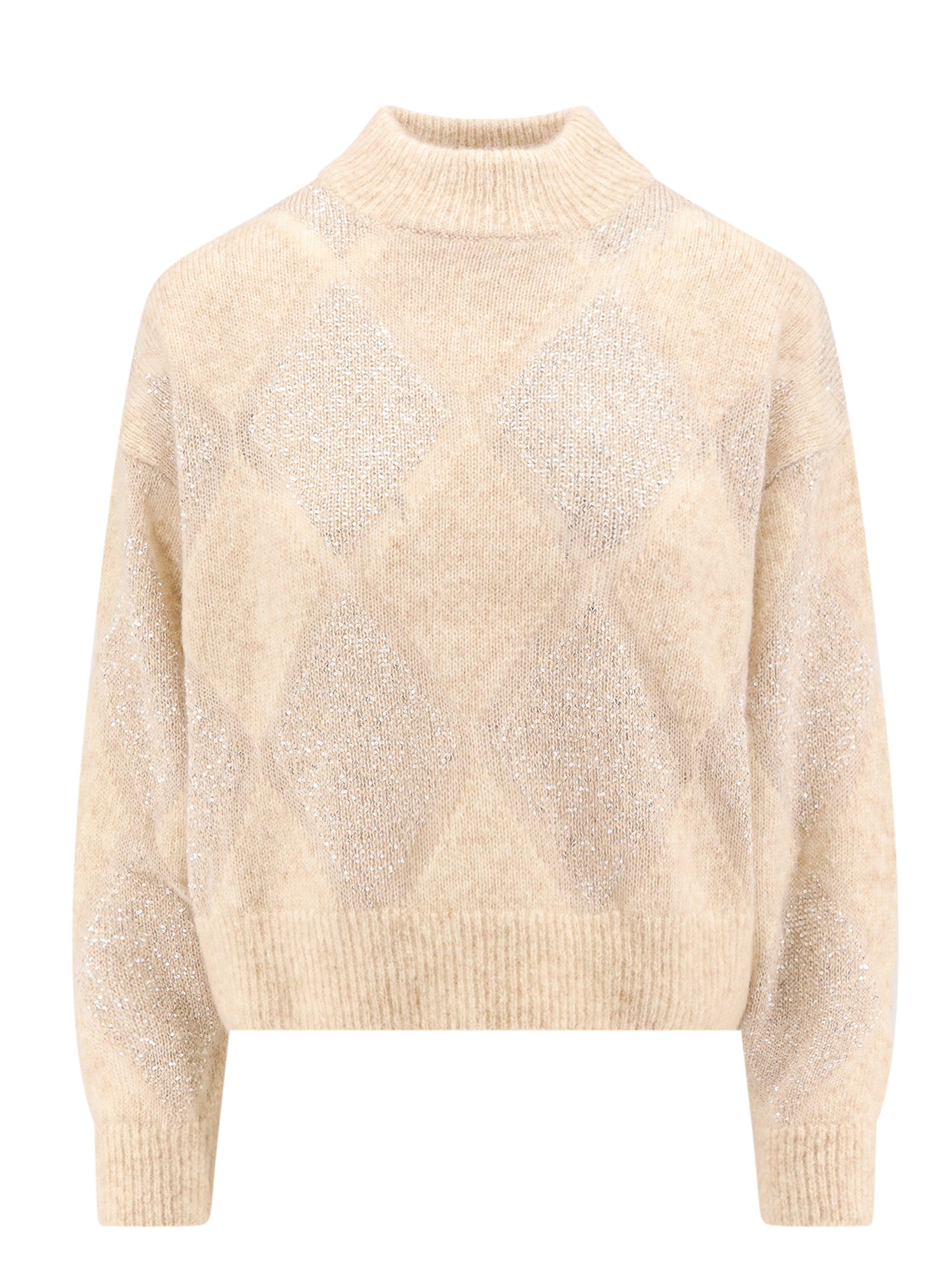 Brunello Cucinelli-Maglia in lana vergine e cashmere con paillettes-Donna