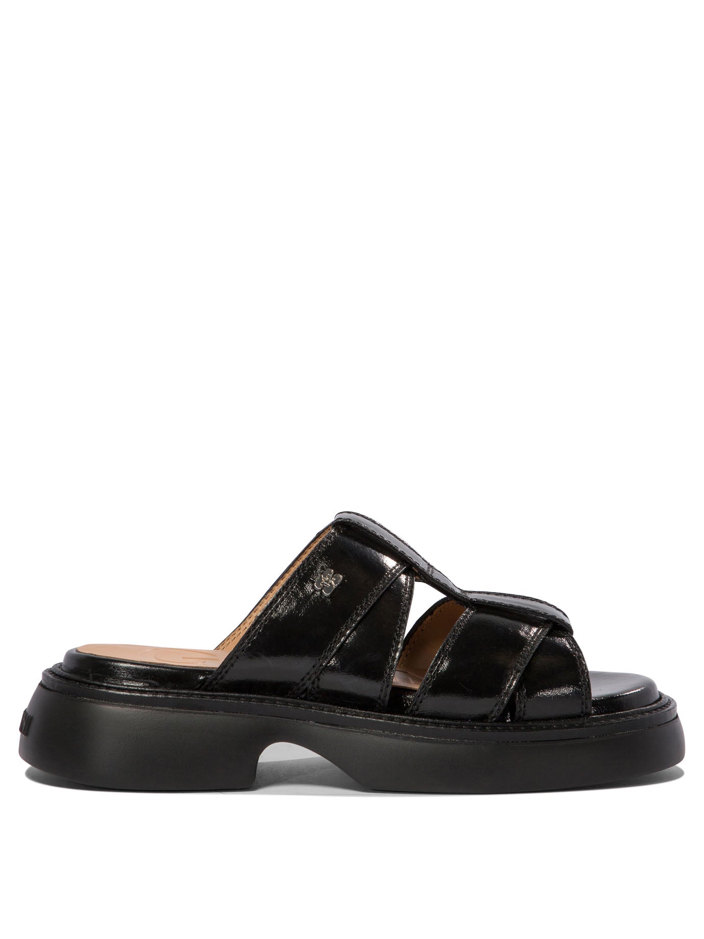 Ganni-Mule Sandali Nero-Donna