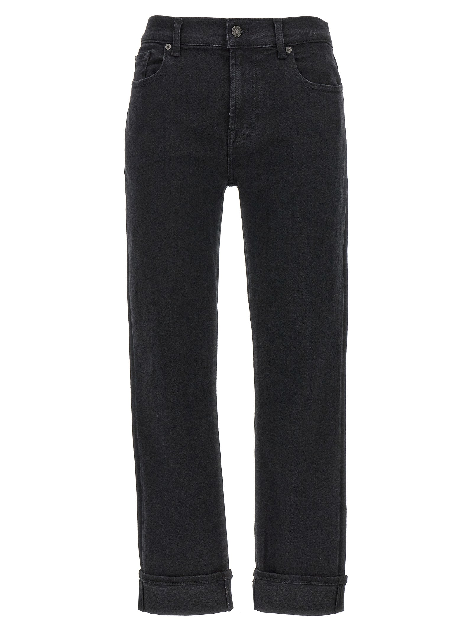 7 For All Mankind-Relaxed Skinny Jeans Nero-Donna