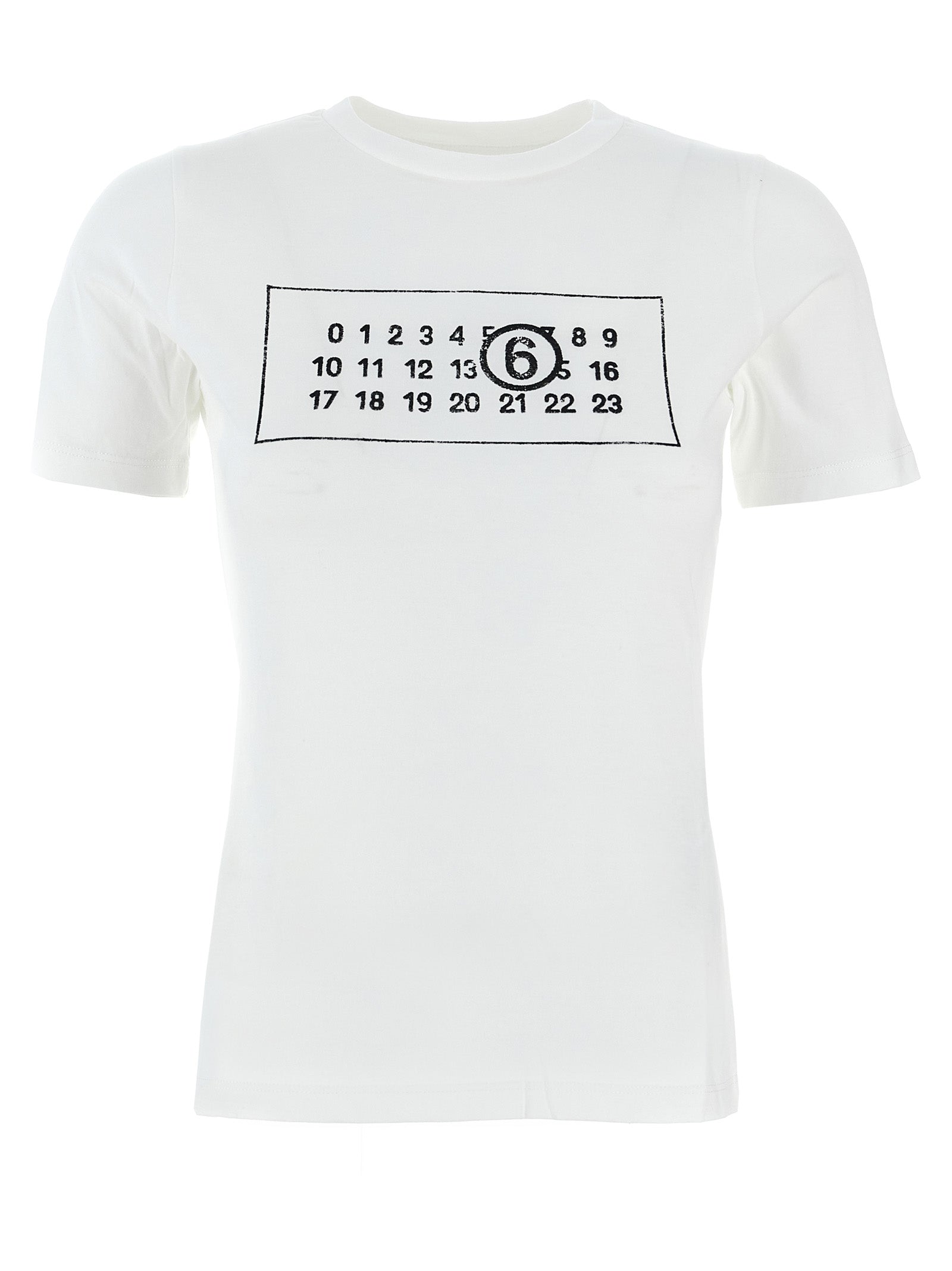 Mm6 Maison Margiela-Logo Print T Shirt Bianco-Donna