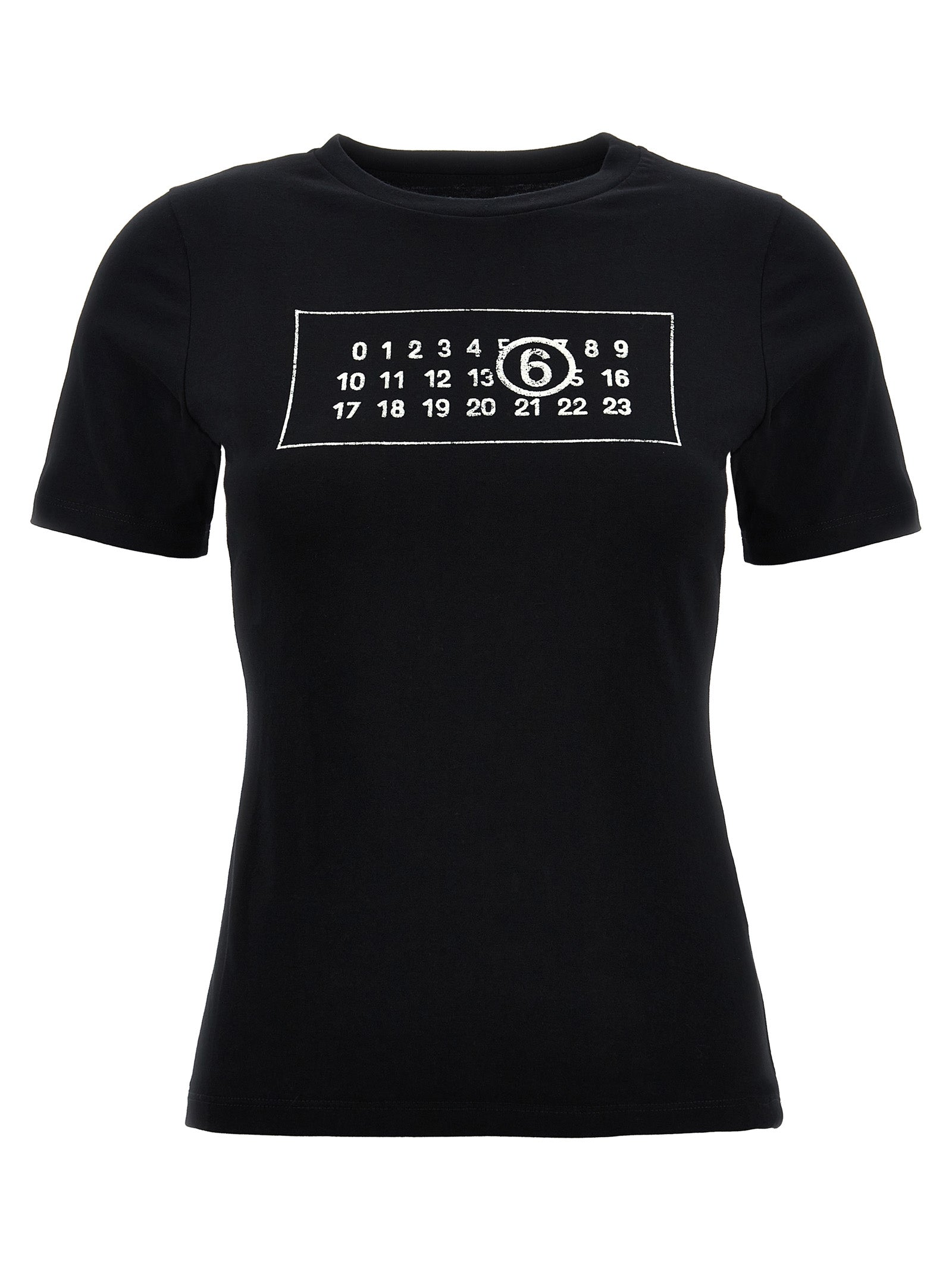 Mm6 Maison Margiela-Logo Print T Shirt Nero-Donna