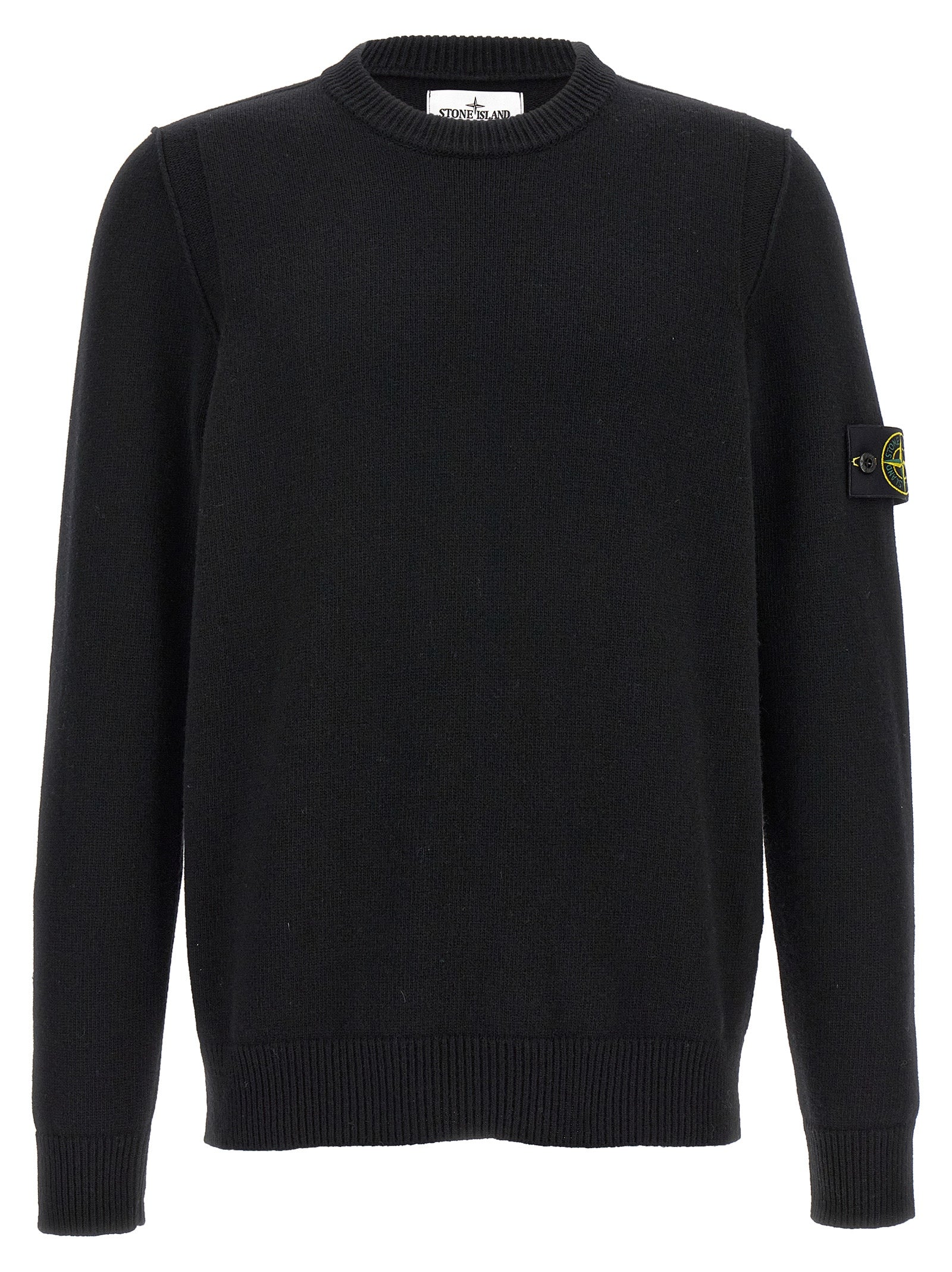 Stone Island-Logo Patch Sweater Maglioni Nero-Uomo