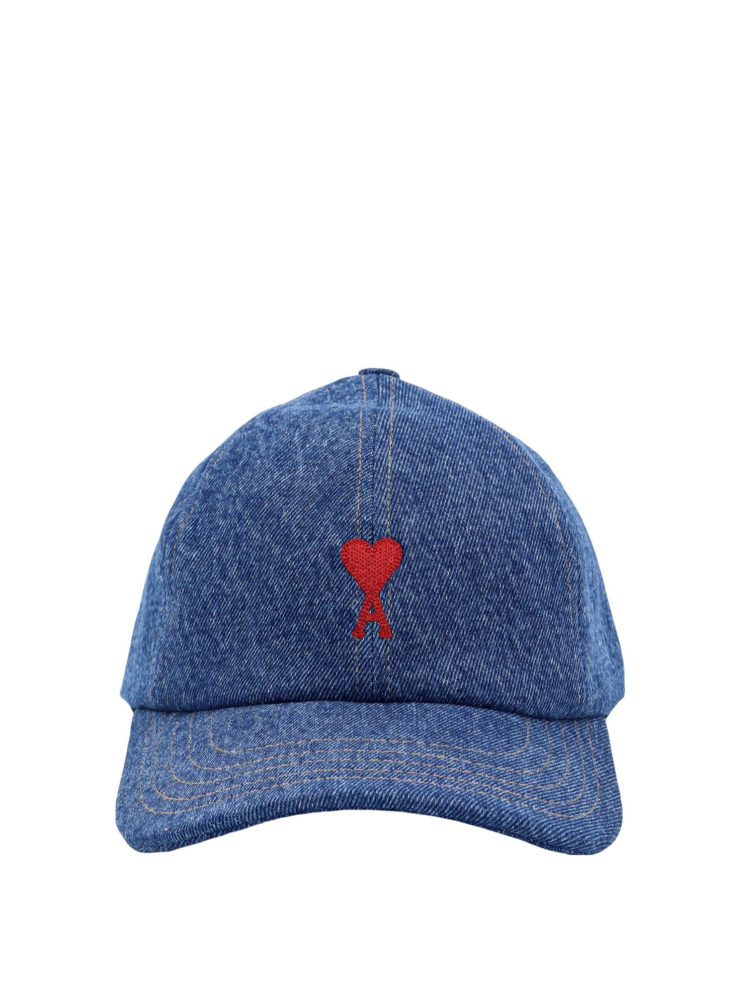 Ami Paris-Cappello in denim con ricamo logo-Uomo