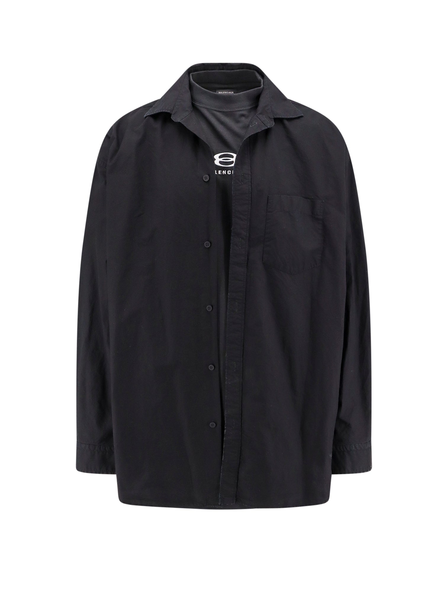 Balenciaga-Camicia Layered Unity Sports Icon in cotone con logo frontale-Uomo