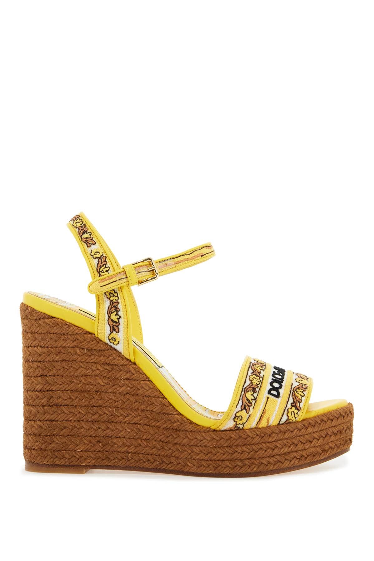 Dolce & Gabbana-Sandali Zeppa Con Ricamo Maiolica-Donna