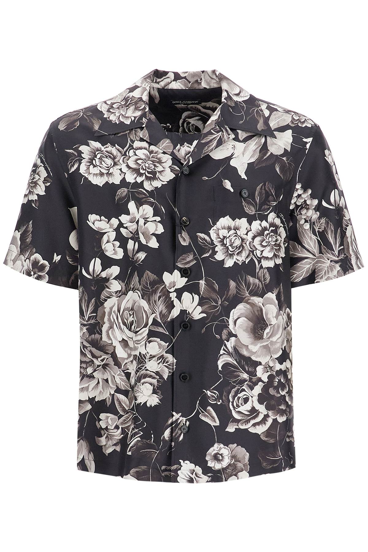 Dolce & Gabbana-Camicia Hawaii In Seta Stampa Fiori-Uomo