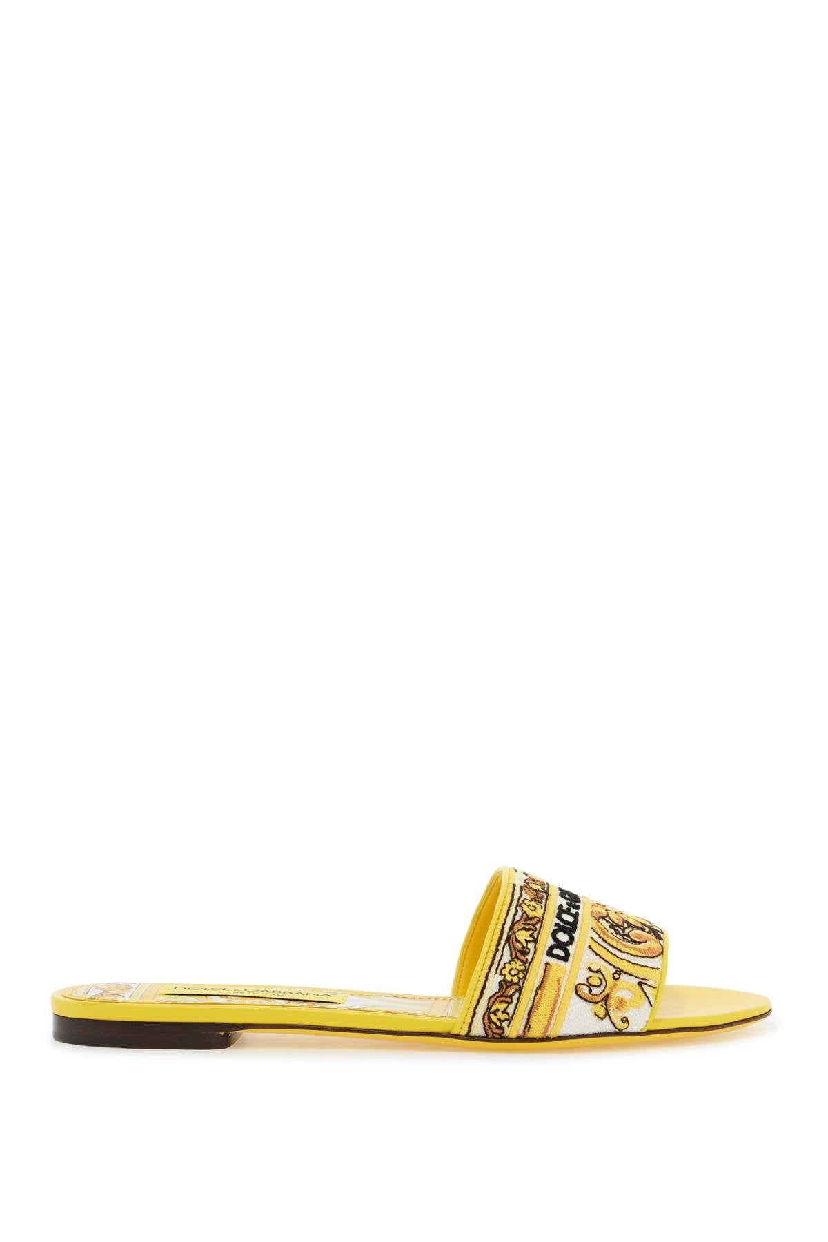 Dolce & Gabbana-Slides Bianca Con Motivo Maiolica-Donna