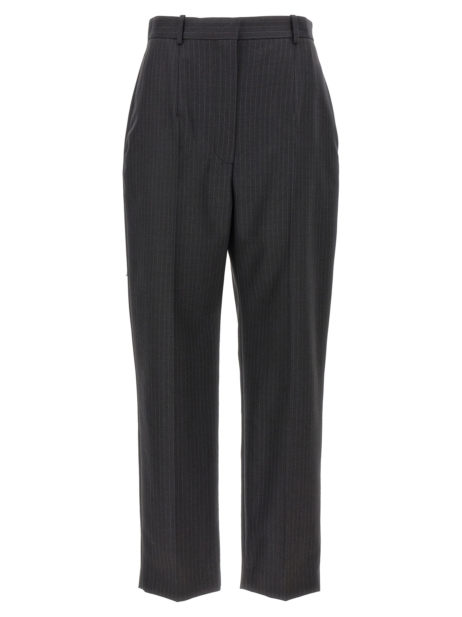 Alexander Mcqueen-Pinstripe Pantaloni Grigio-Donna