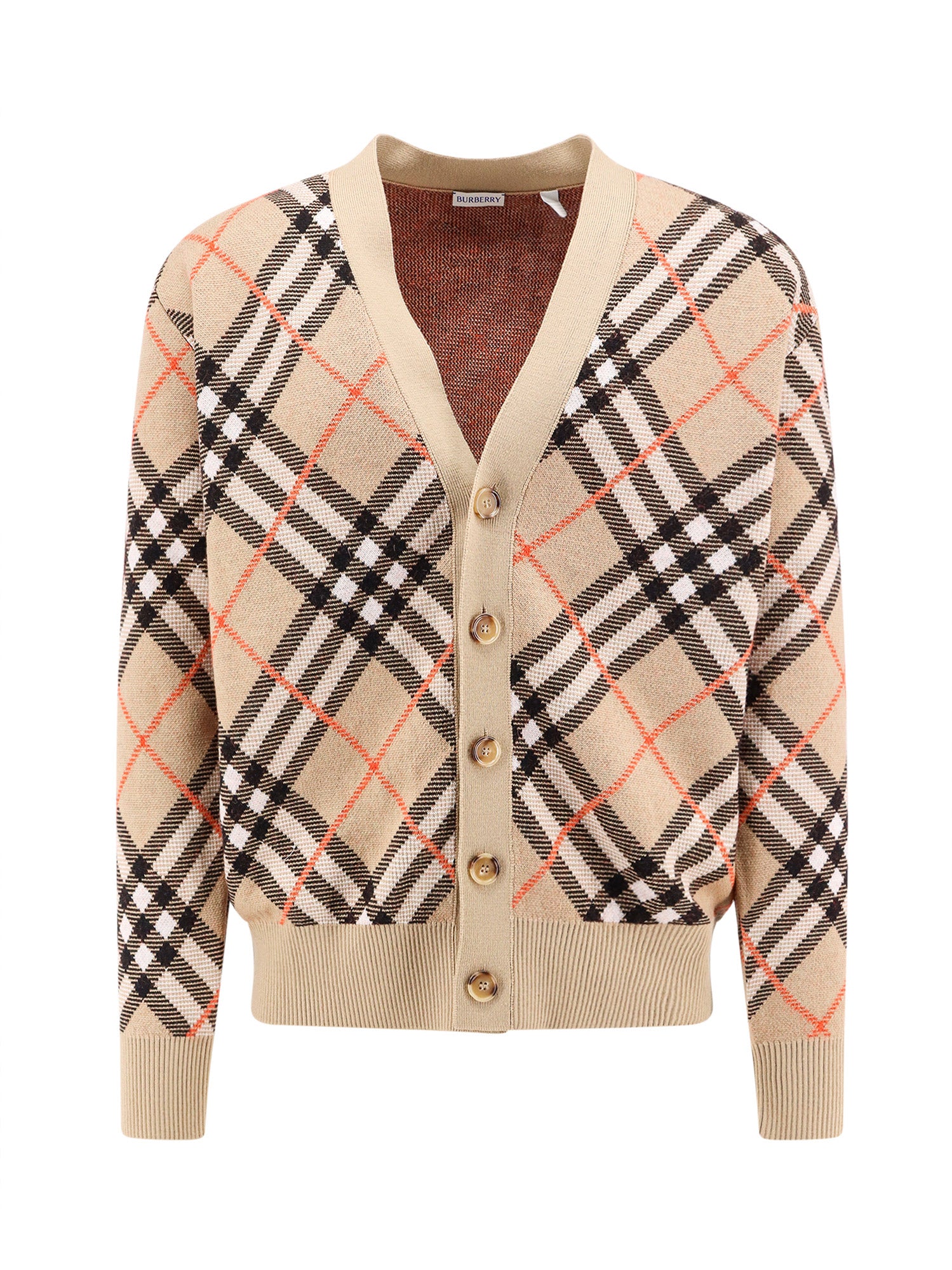 Burberry-Cardigan in lana e mohair con motivo Check-Uomo