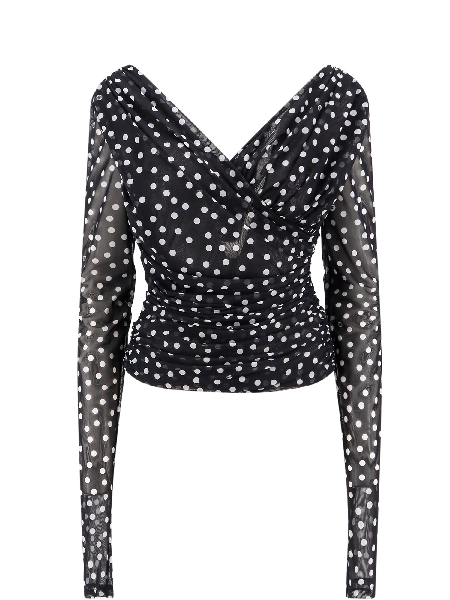 Dolce & Gabbana-Top drappeggiato con stampa a pois-Donna