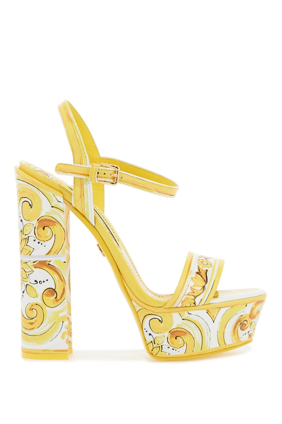 Dolce & Gabbana-Sandali Platform In Pelle Lucida Maiolica-Donna