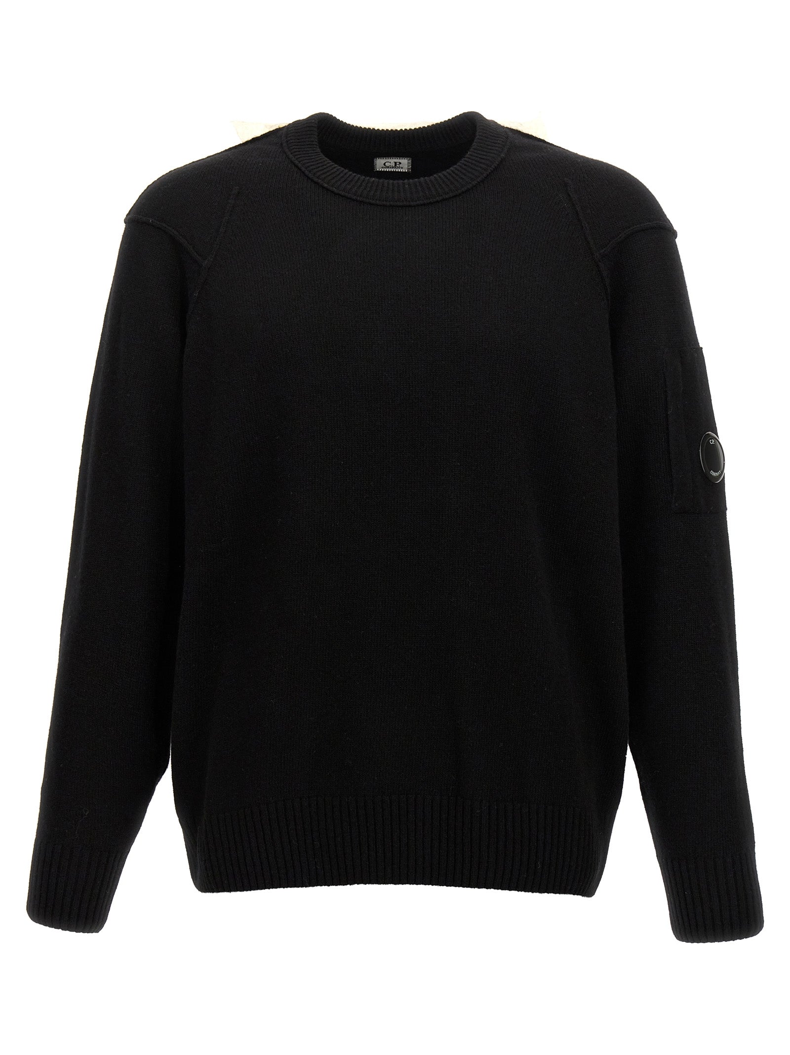 C. P. Company-Logo Badge Sweater Maglioni Nero-Uomo