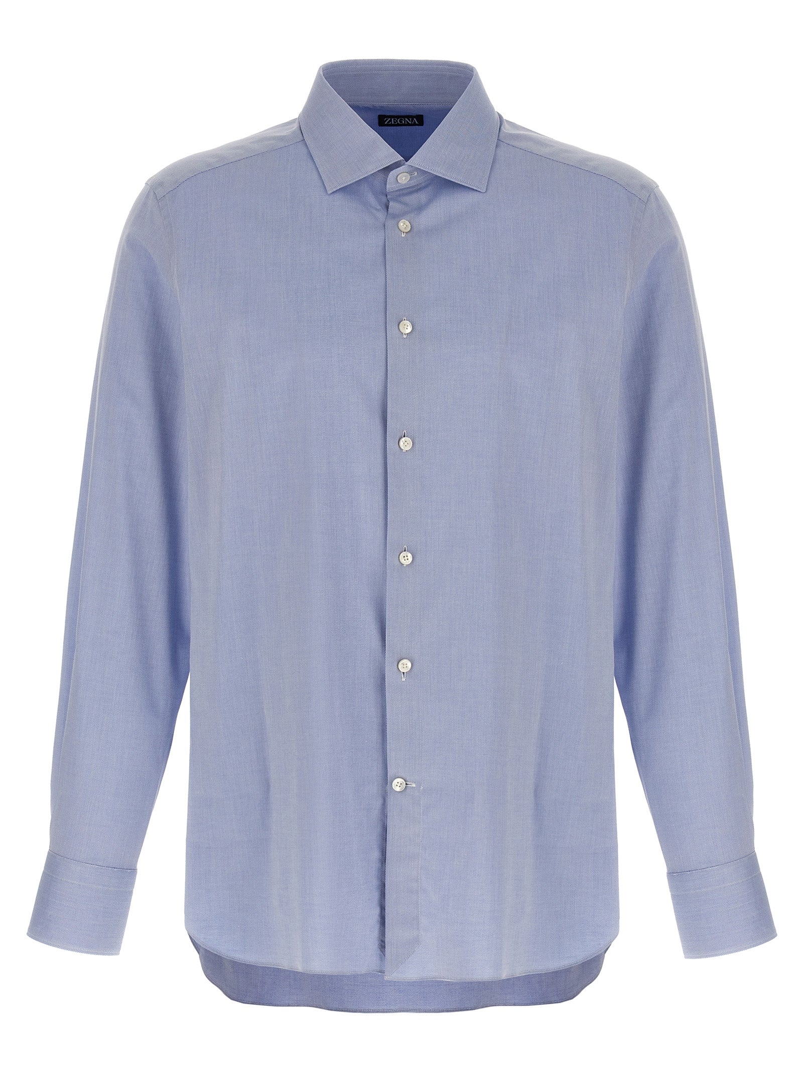 Zegna-Poplin Shirt Camicie Celeste-Uomo