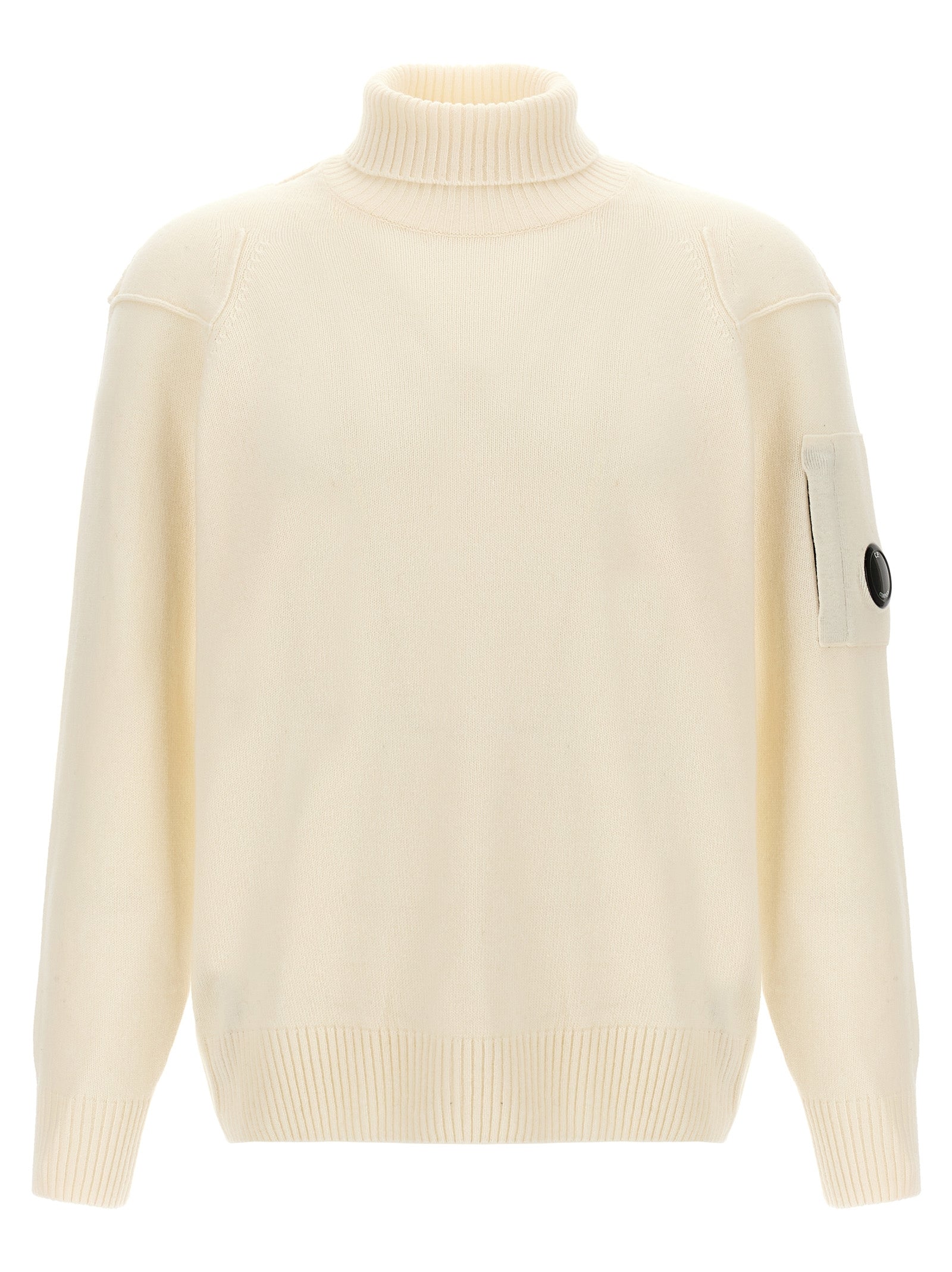 C. P. Company-Logo Badge Sweater Maglioni Bianco-Uomo