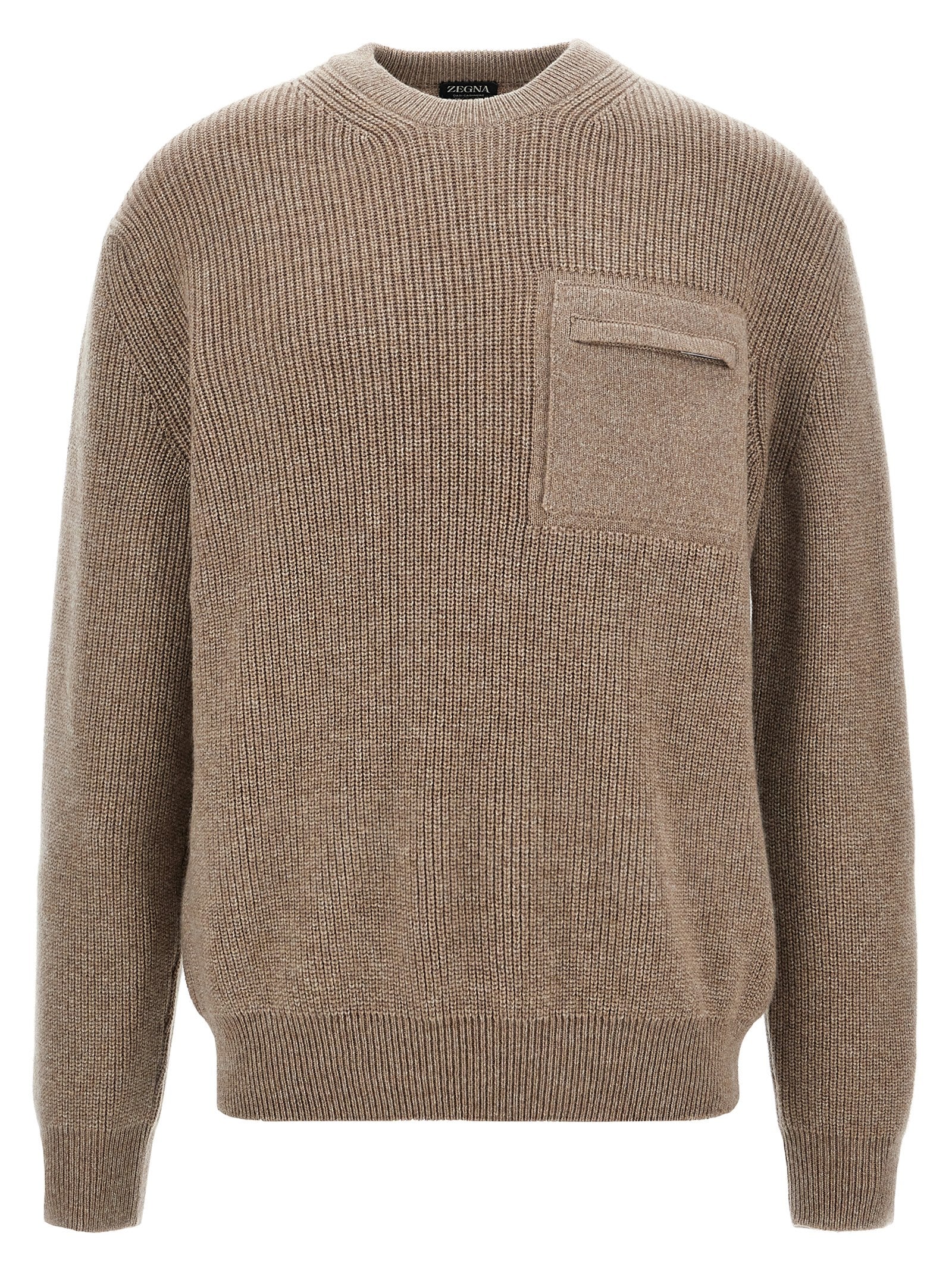 Zegna-Zip Pocket Sweater Maglioni Beige-Uomo