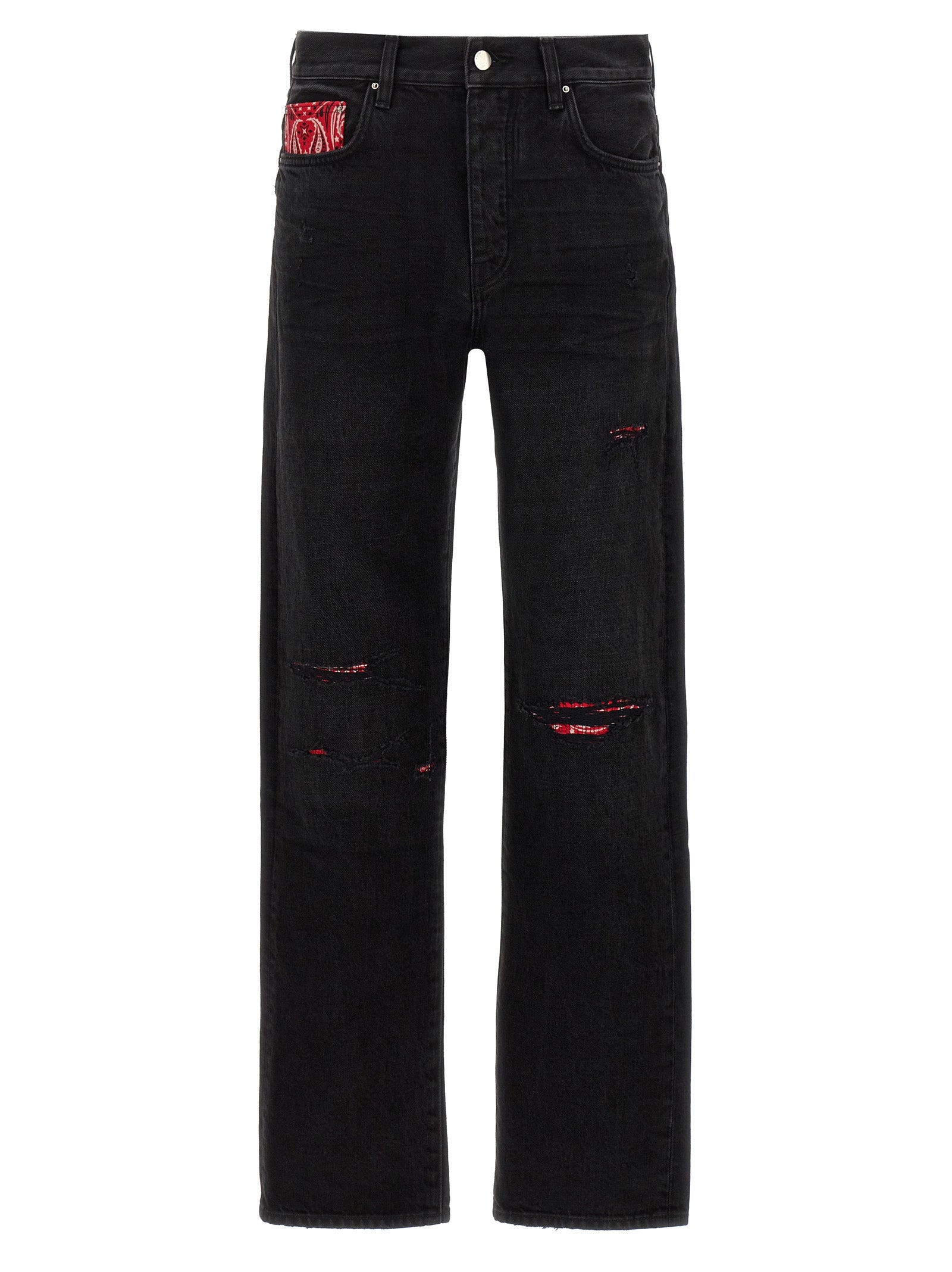 Amiri-Bandana Repair Jeans Nero-Uomo