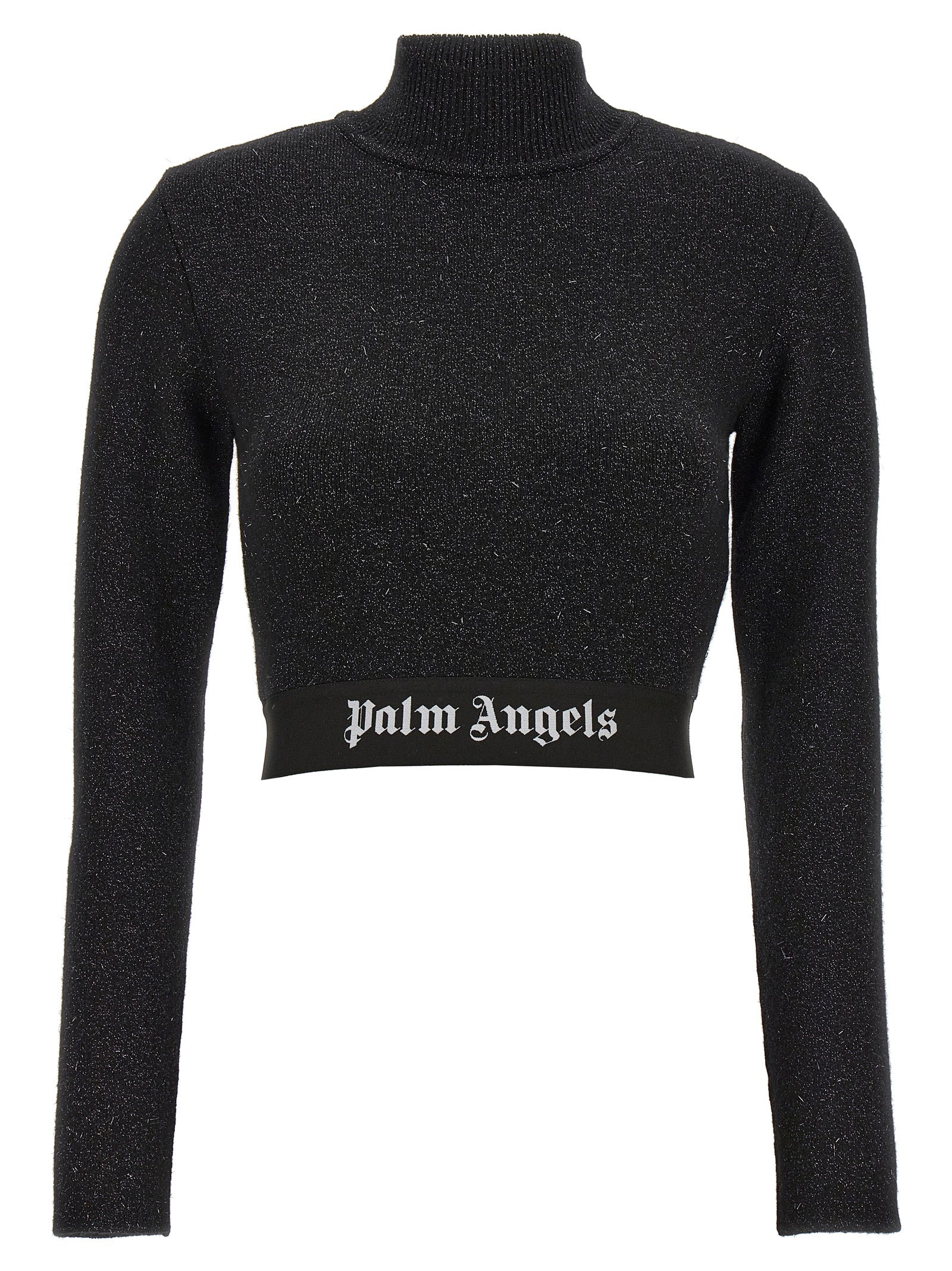 Palm Angels-Logo Tape Top Nero-Donna