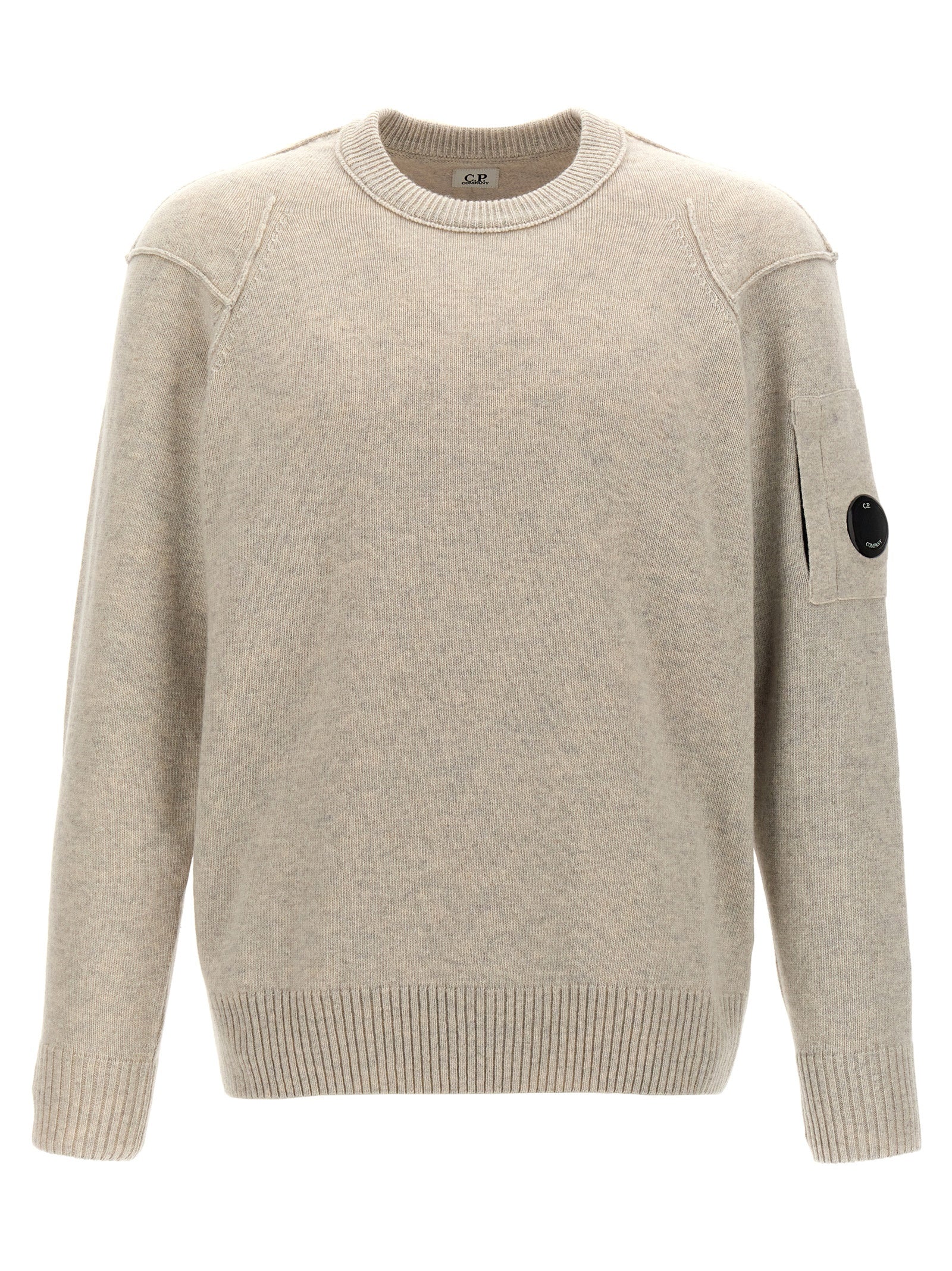 C. P. Company-Logo Badge Sweater Maglioni Grigio-Uomo