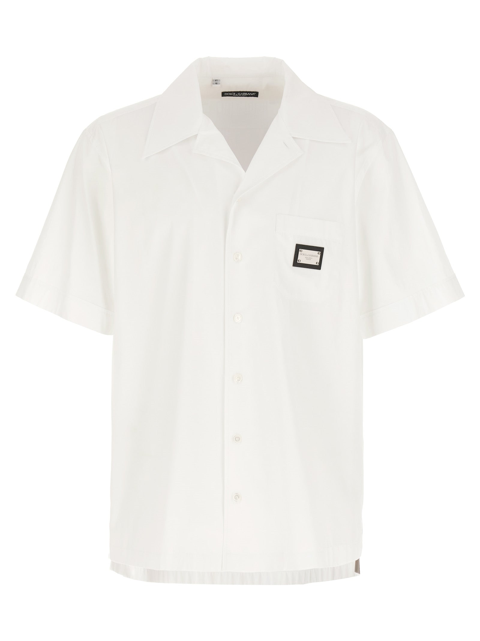 Dolce & Gabbana-Logo Plaque Shirt Camicie Bianco-Uomo