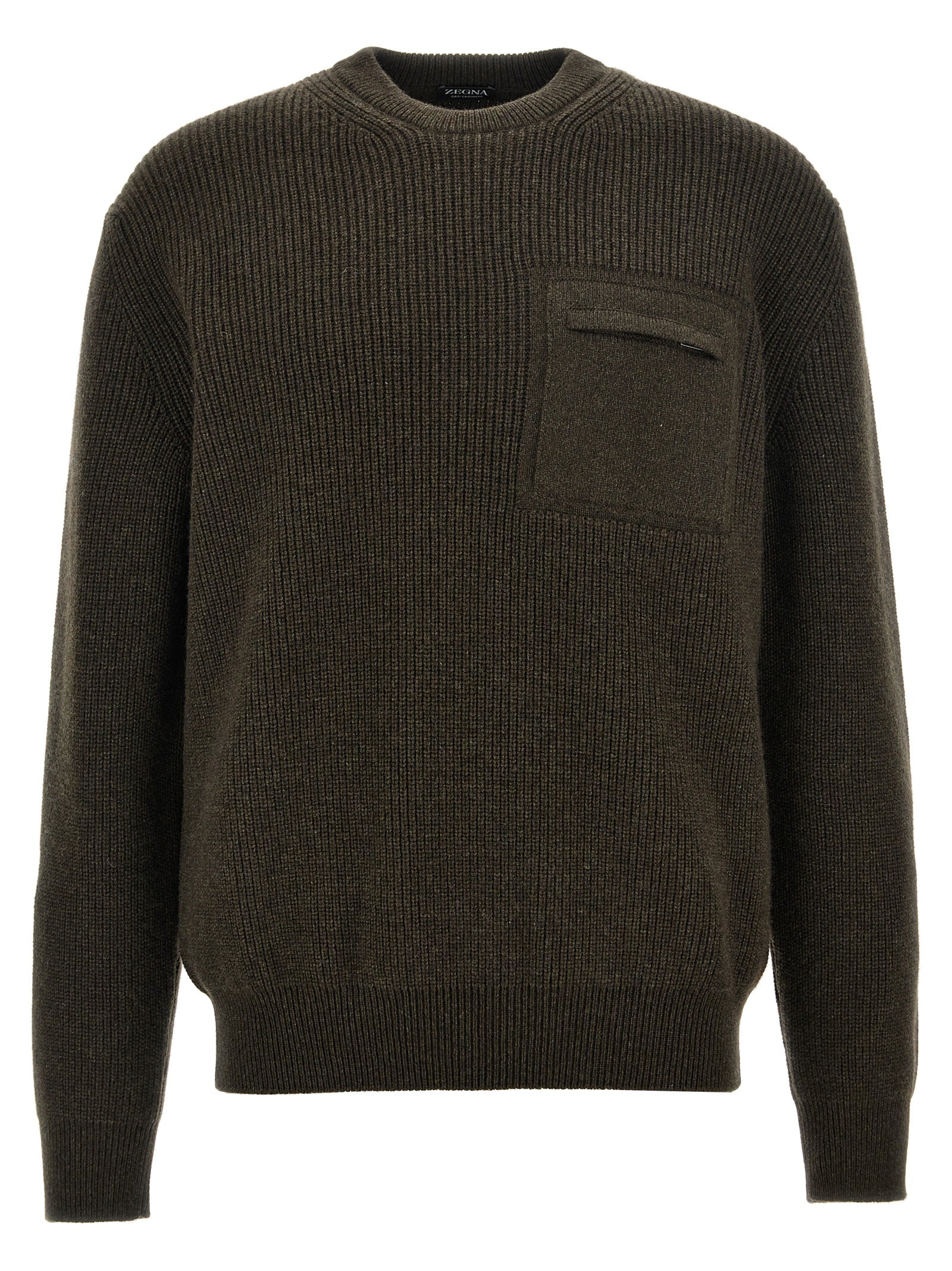 Zegna-Zip Pocket Sweater Maglioni Marrone-Uomo