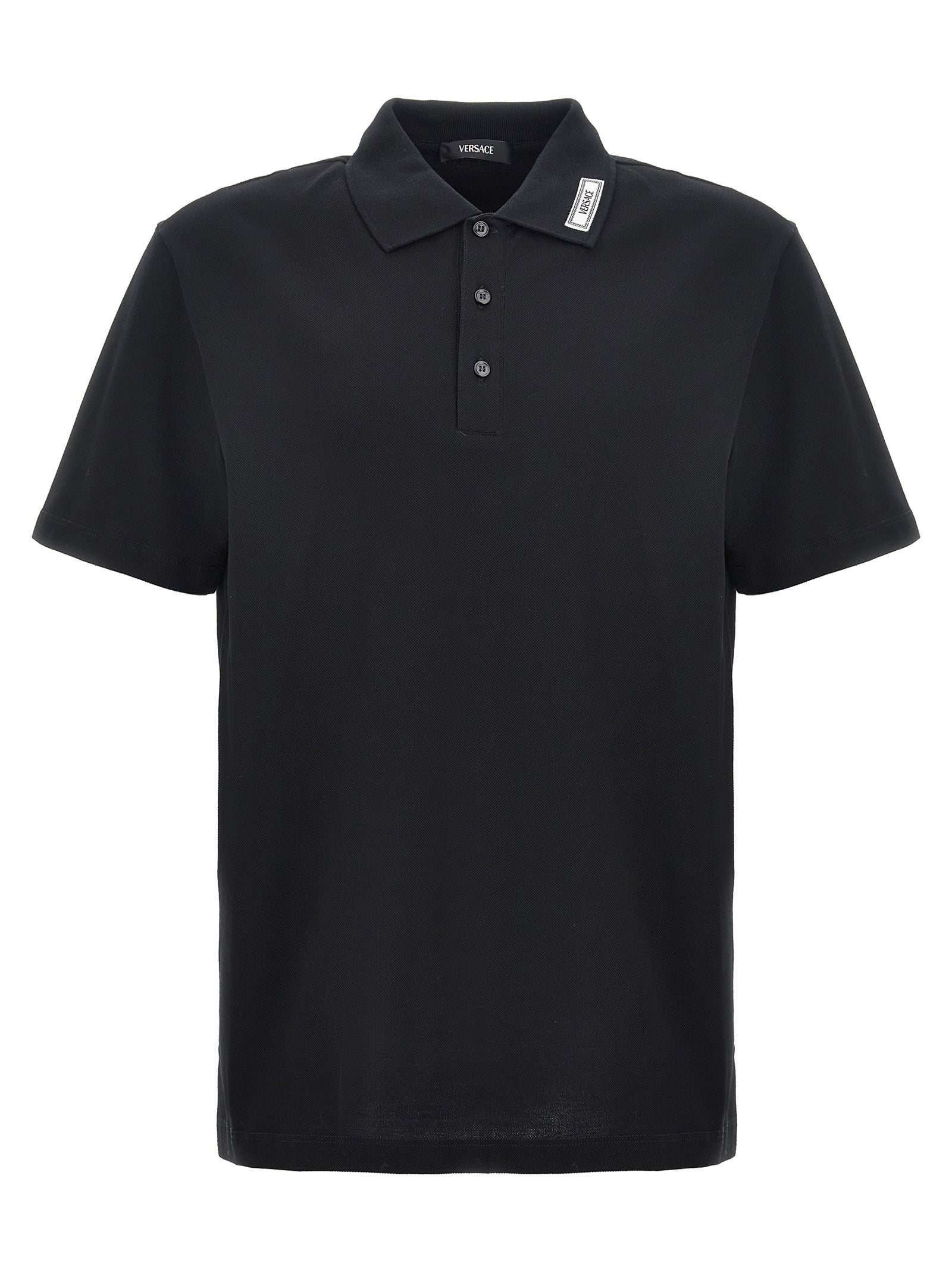 Versace-Logo Shirt Polo Nero-Uomo