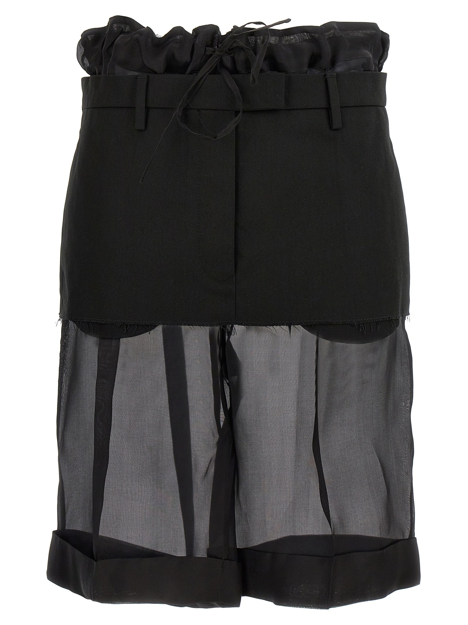 Maison Margiela-Layered Effect Trouser Skirt Bermuda, Short Nero-Donna