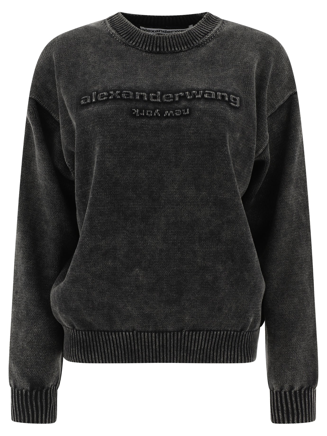 Alexander Wang-Sweater With Oversized Logo Knitwear Nero-Donna