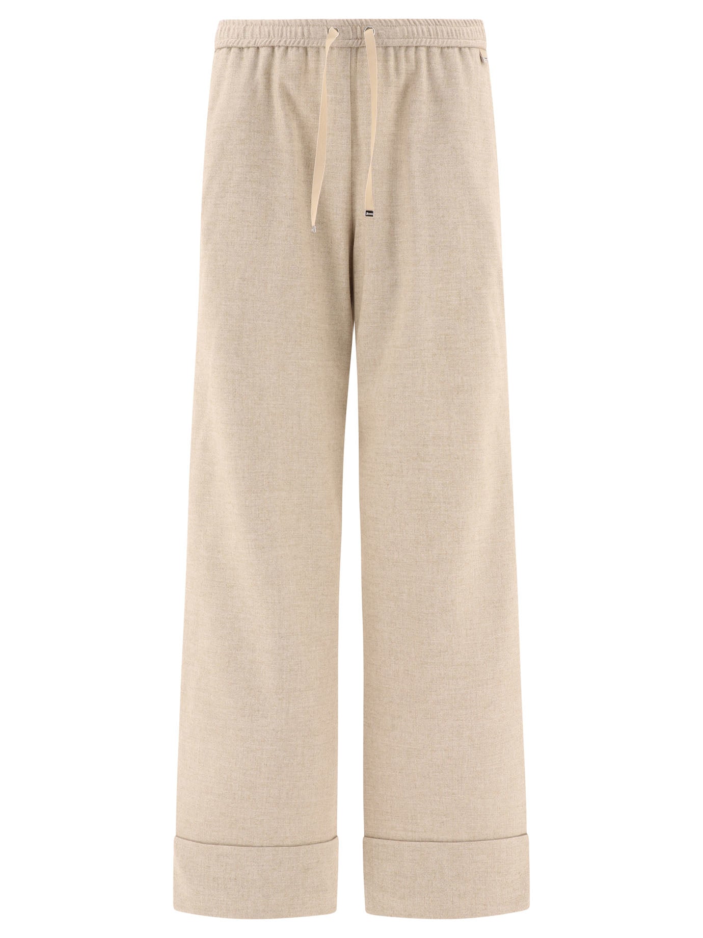 Herno-Flannel Effect Trousers Beige-Donna