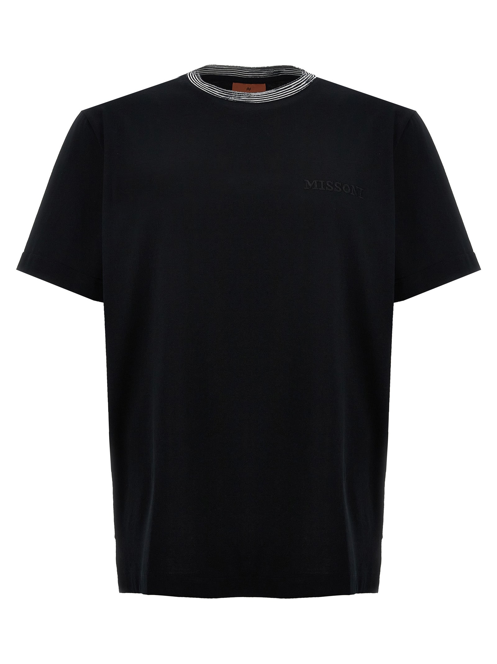 Missoni-Logo Embroidery T Shirt Nero-Uomo