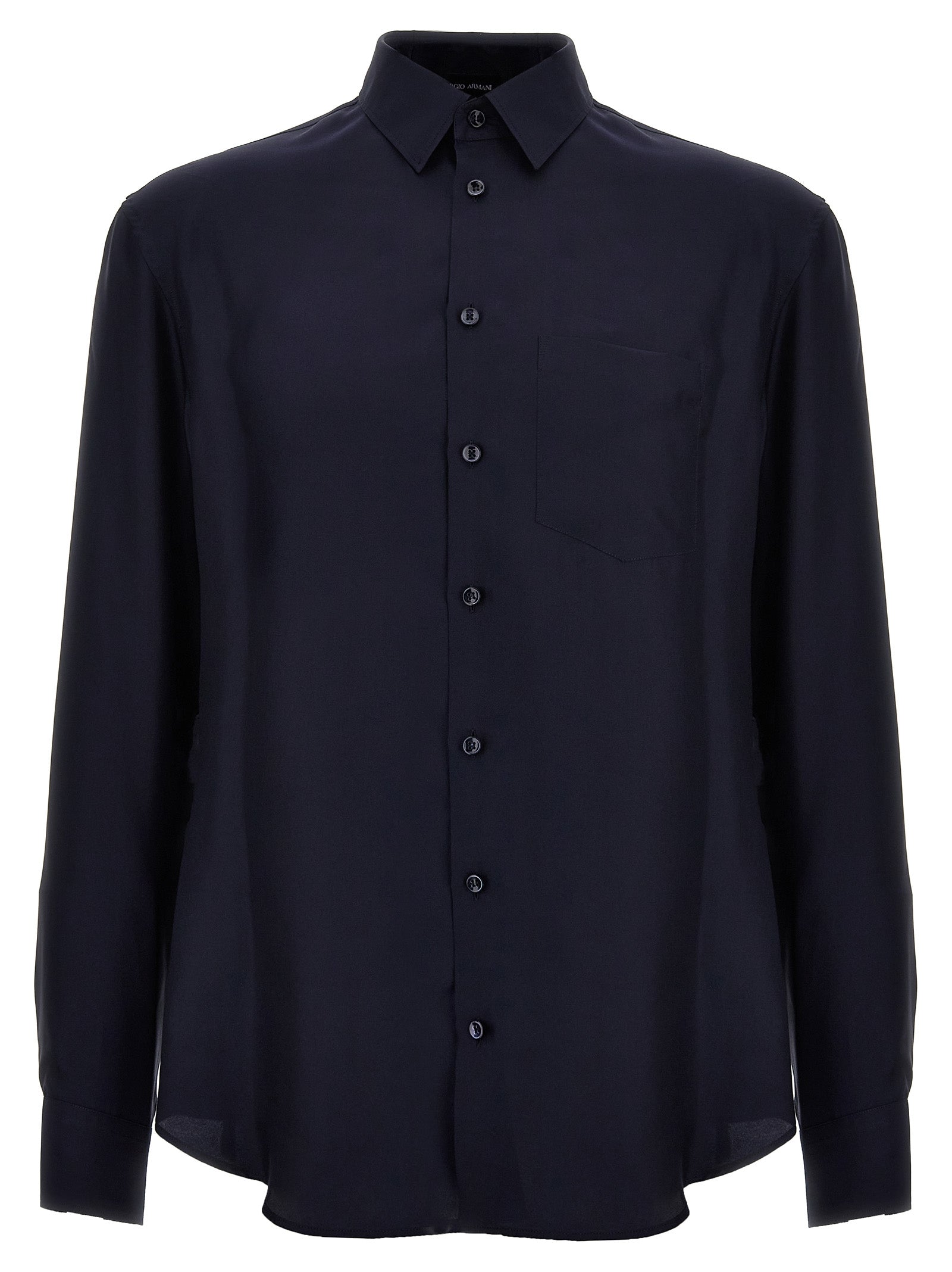 Giorgio Armani-Silk Shirt Camicie Blu-Uomo